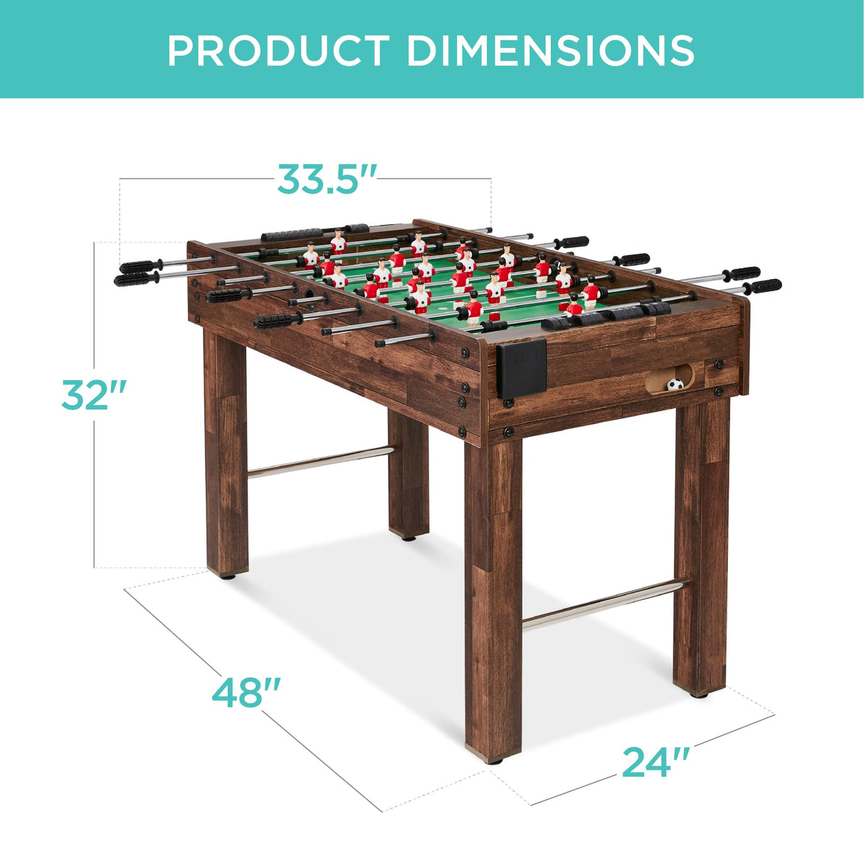 Best Choice Products 48in Competition Sized Foosball Table, Arcade Table Soccer for Home, Game Room, Arcade w/ 2 Balls, 2 Cup Holders - Walnut Best Choice Products