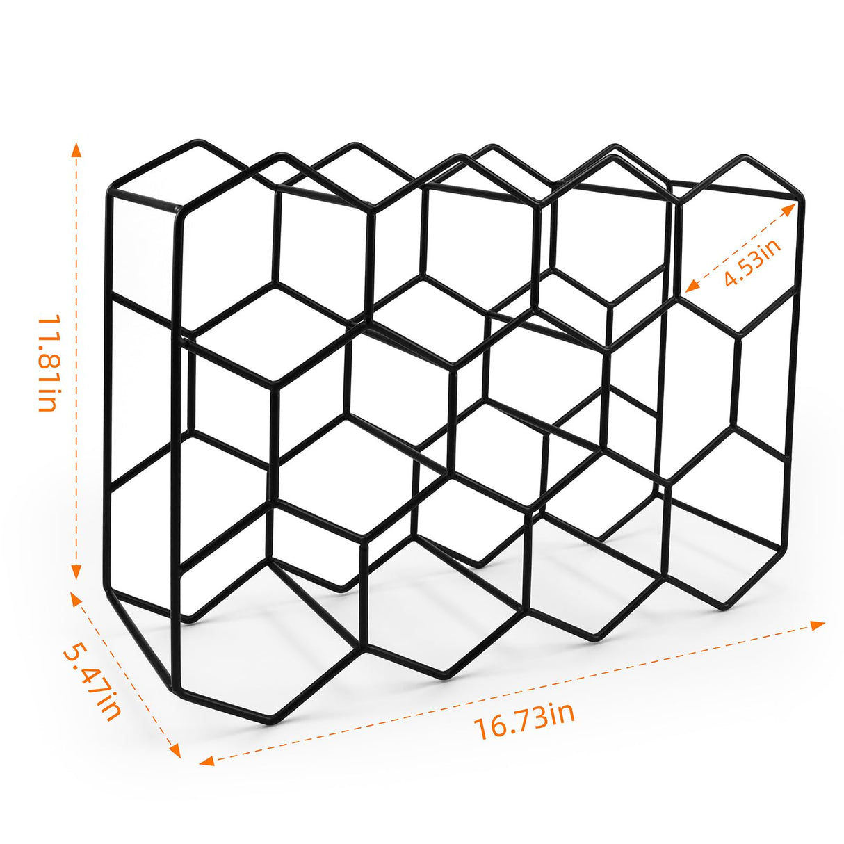 Luoieo 14 Bottles Black Wine Rack Countertop,Geometric Stainless Steel Wine Bottle Holder,3Tier Wine Racks for Cabinet,Pantry,Bar,Table,No Assembly Required Luoieo