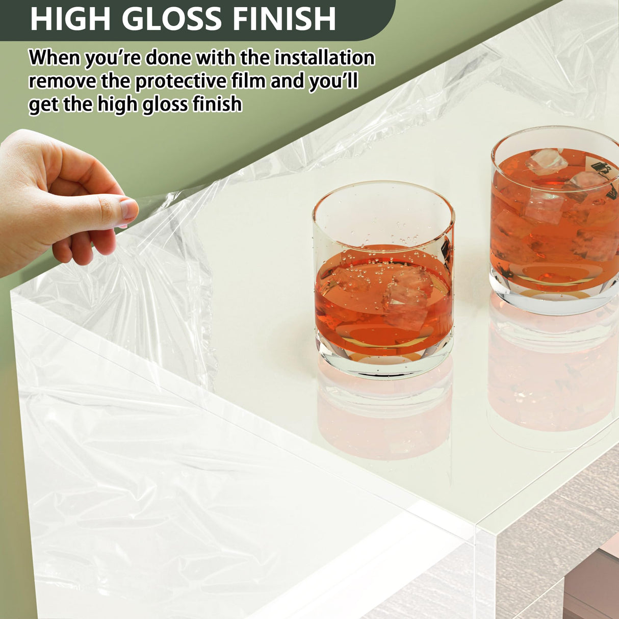 Clikuutory Modern LED 63 inch Long TV Stand with Large Storage Drawer for 50 55 60 65 70 75 Inch TVs, White Wood TV Console with High Glossy Entertainment Center for Living Room, Bedroom, White Clikuutory