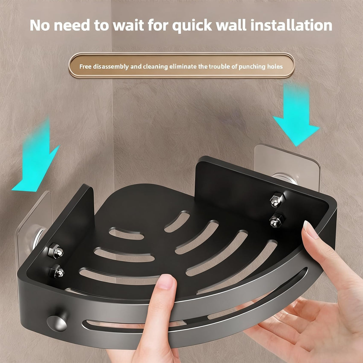 3-Pack Black Triangle Shower Caddy, 3-Tier Shower Caddy Corner Shelves Shower Storage Rack, Drill Free Wall Mount Shower Organizer, Bathroom Adhesive Corner Shelves Caddies with Hooks (Black) Generic