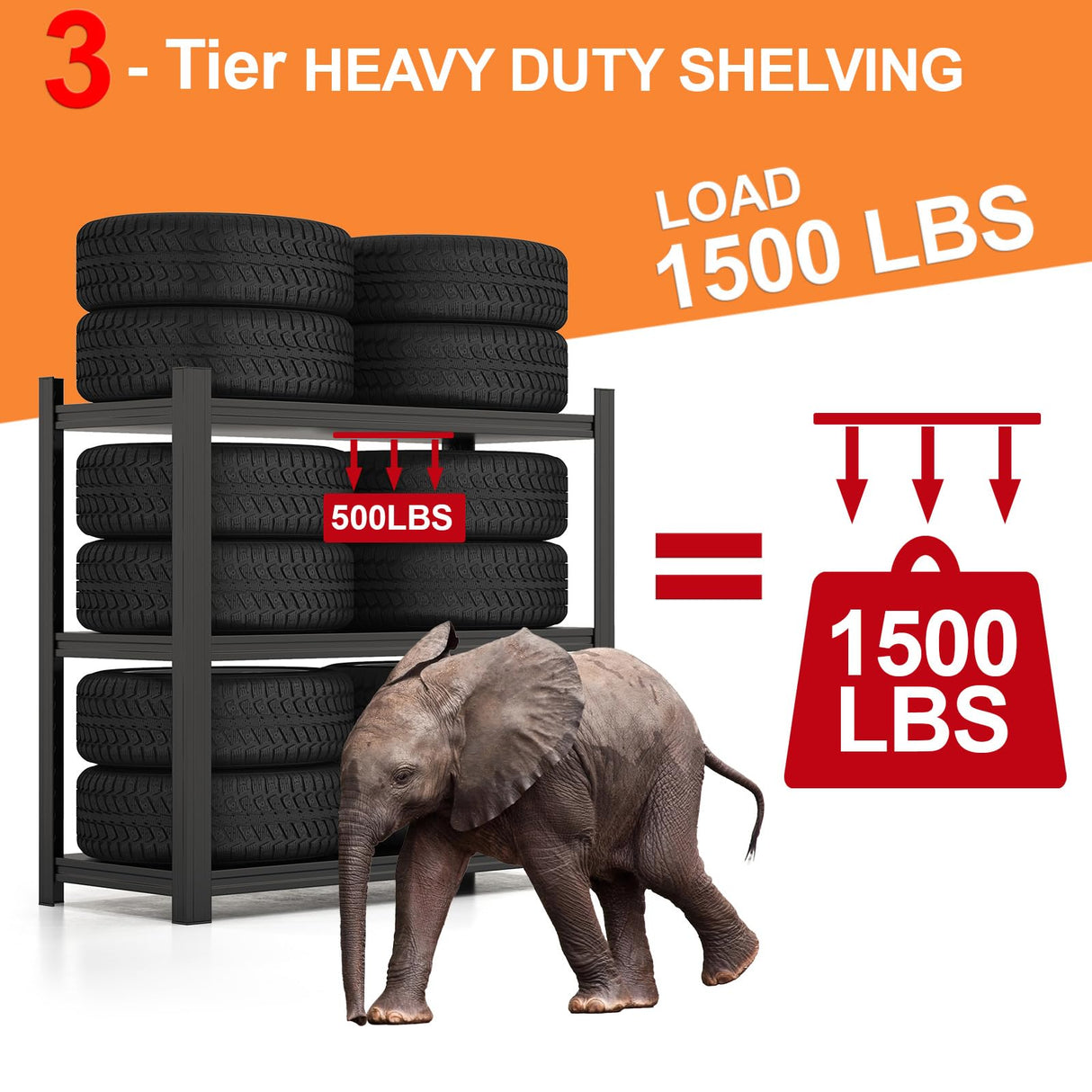 32" W Garage Shelving, 1500LBS Garage Storage Shelves Heavy Duty Industrial Shelving Unit, 3 Tier Adjustable Metal Shelving for Basement, Shop, Warehouse, 32" W x 16" D x 32" H Umeiga