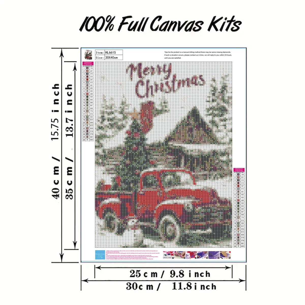 Christmas Winter 5D Diamond Art Kits for Adults,Red Truck Diamond Painting,DIY Full Round Drill Diamond Dot Painting Gem Art for Adult Home Wall Decor 12x16 Inch GEMFAMILY