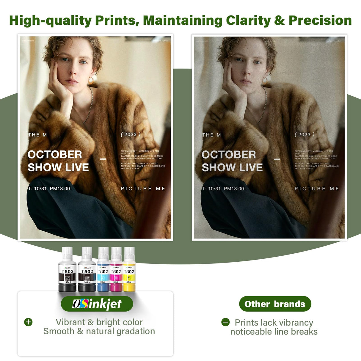 Osinkjet 502 Ink Refill Bottles for Eco Tank ET-3760 ET-2850 ET-4760 ET-4850 ET-3850, 502 Ink Bottles for ET-15000 ET-4750 ET-2750 ET-2760 Printer T502 Ink Refill Bottles Combo Pack(2BK C M Y) Osinkjet