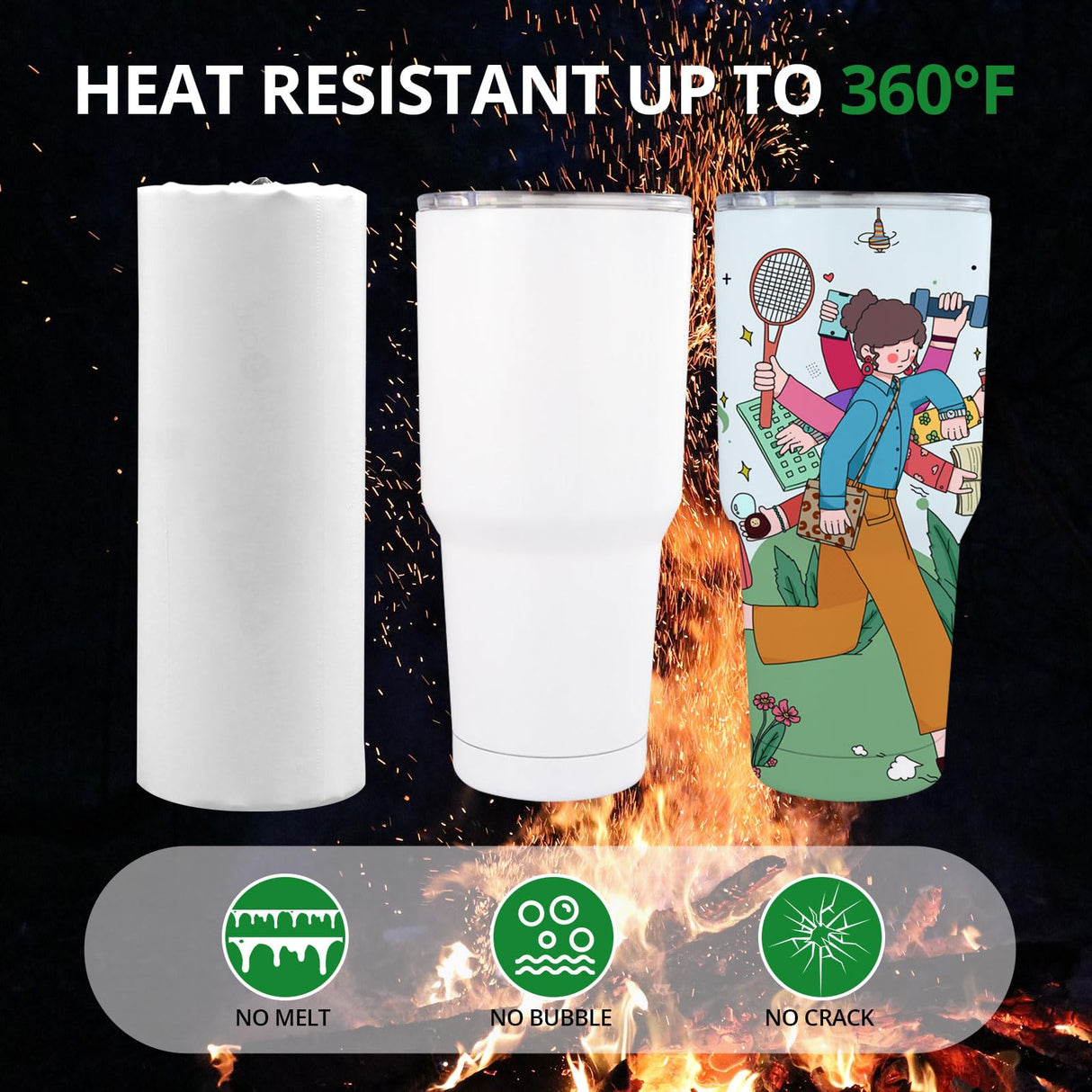 HTVRONT Shrink Wrap for Sublimation Tumblers 8 X 12 Inch - 60PCS Sublimation Shrink Wrap Sleeves, Heat-Resistant Tumbler Shrink Wrap Film HTVRONT