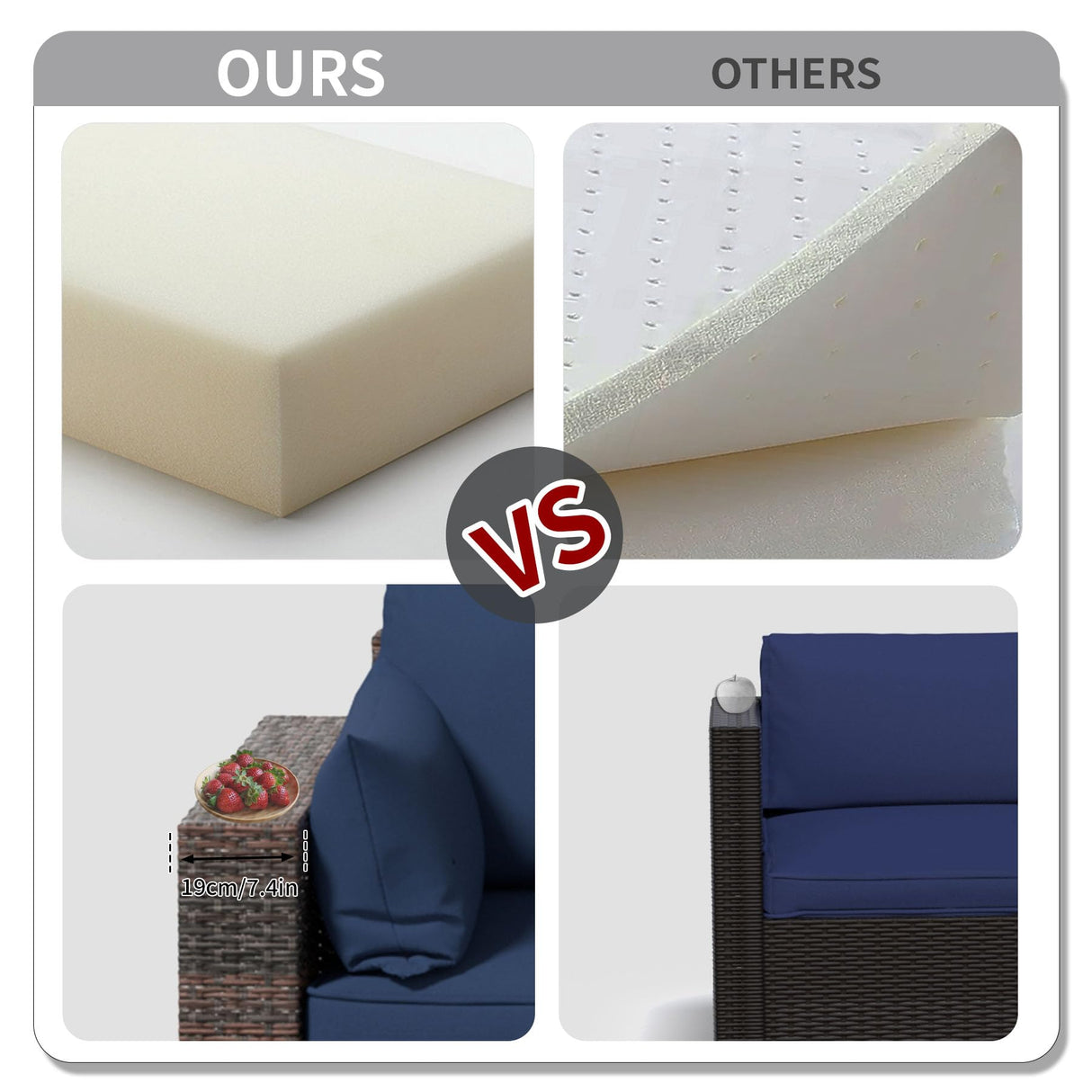 YLGJ&TIDY 3-Piece PE Rattan Patio Furniture Set - Waterproof Outdoor Sectional Sofa w/Thick Cushions - All-Weather Wicker Conversation Set for Backyard, Pool, Deck (Navy Blue) YLGJ&TIDY