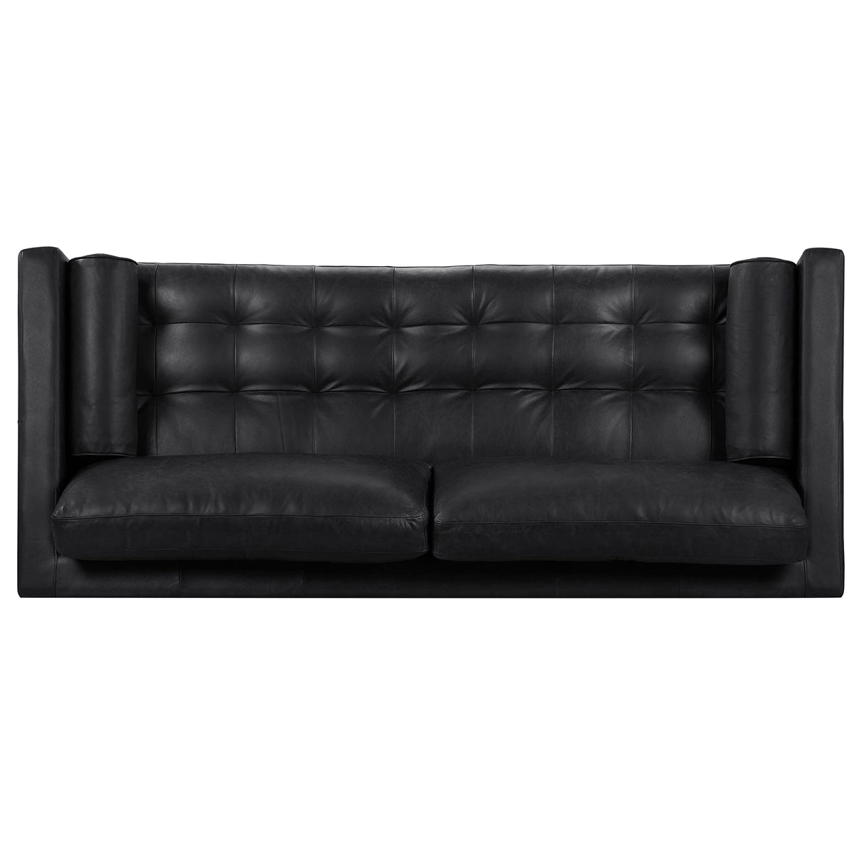POLY & BARK Napa 88.5” Sofa in Full-Grain Semi-Aniline Italian Tanned Leather, Onyx Black POLY & BARK
