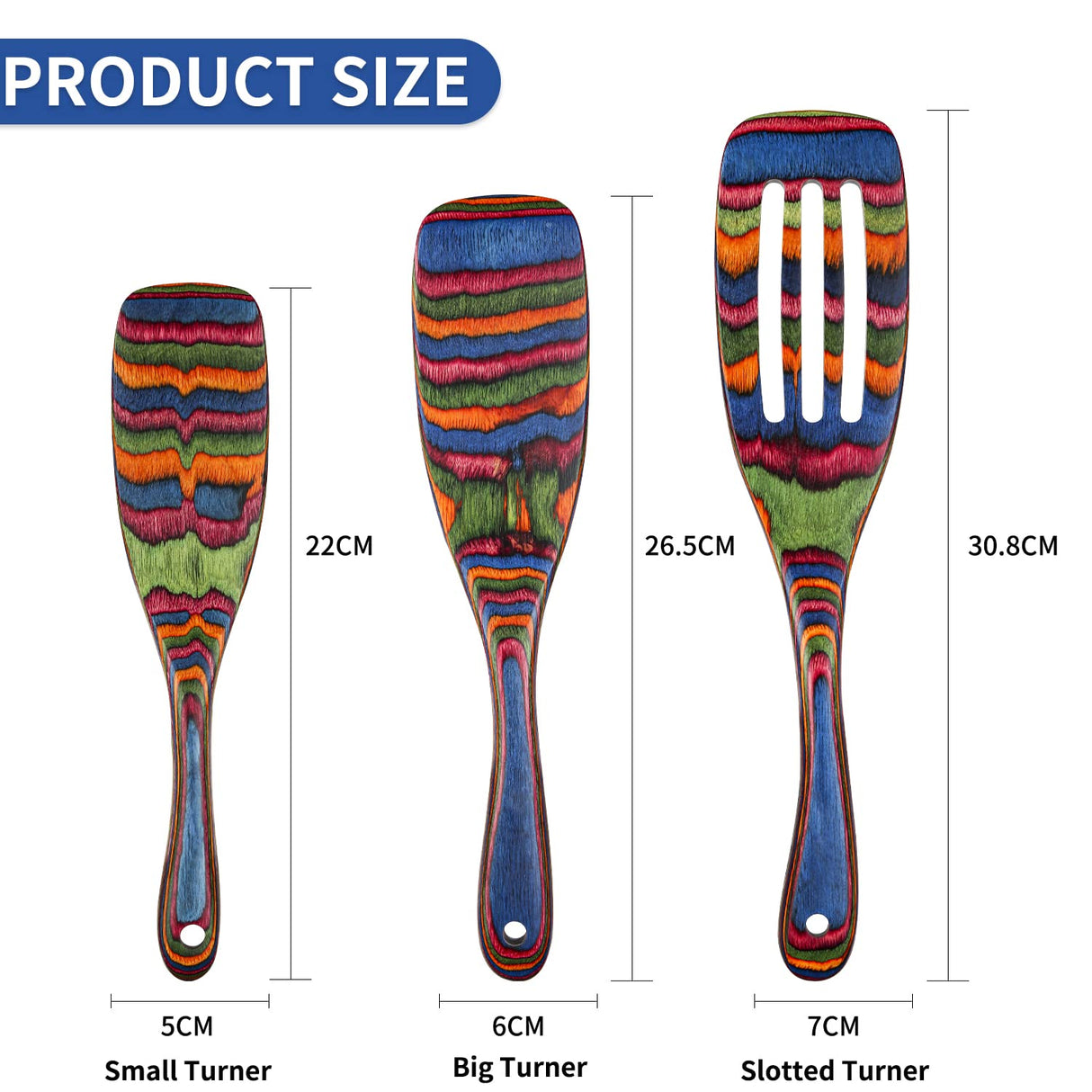 Spurtle Set, Wooden Utensils for Cooking, WOSPONFAN Kitchen Utensils Set, Pakkawood Kitchen Cooking Utensils Set, Apartment Essentials Wood Serving Spatula spoon, Home & kitchen Gift for Women & Men wosponfan