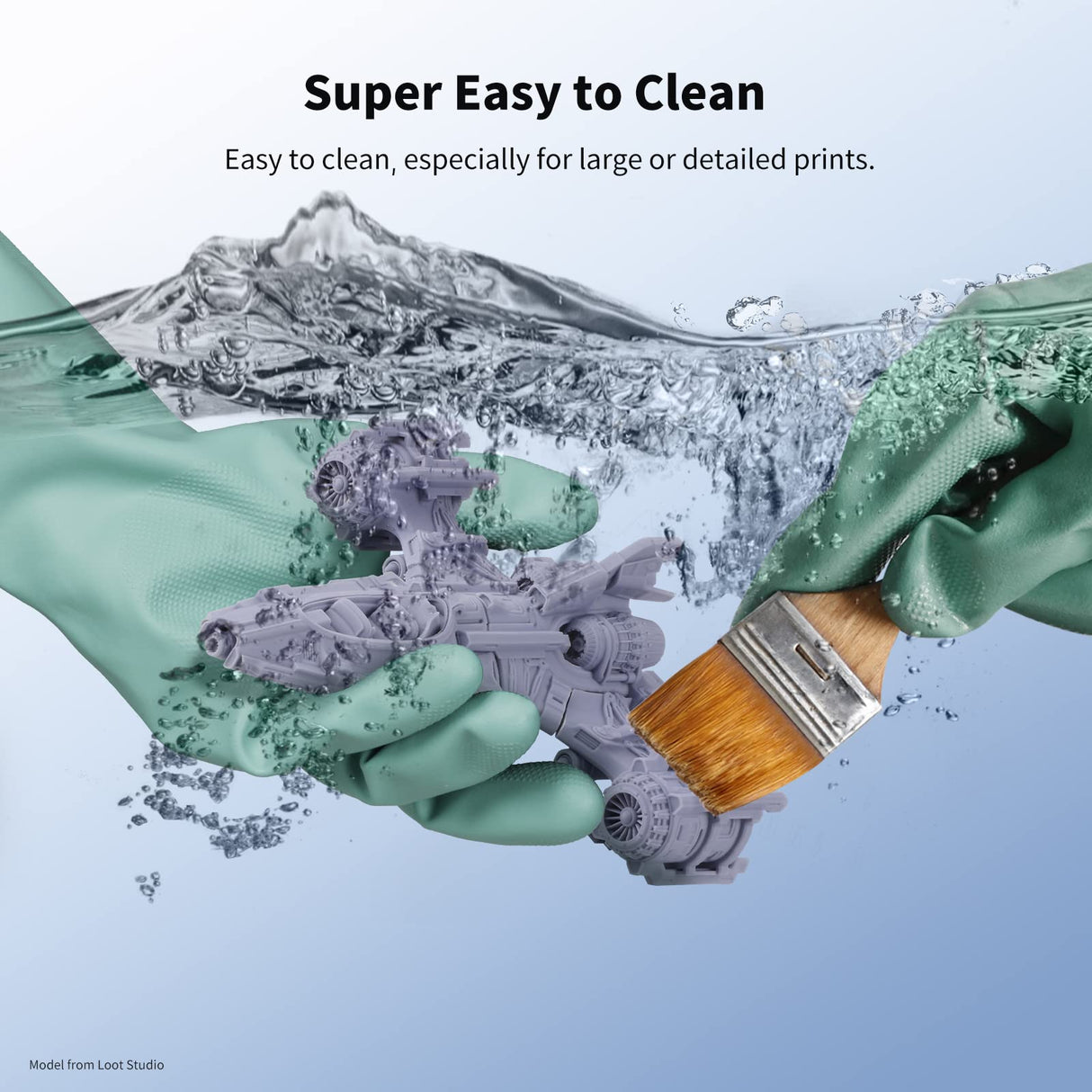 ANYCUBIC Upgraded Water Washable 3D Printer Resin, 405nm High Precision 3D Resin, Low Shrinkage Photopolymer Resin for 4K/8K/12K Capable LCD DLP Resin 3D Printer Printing (Grey, 500g) ANYCUBIC