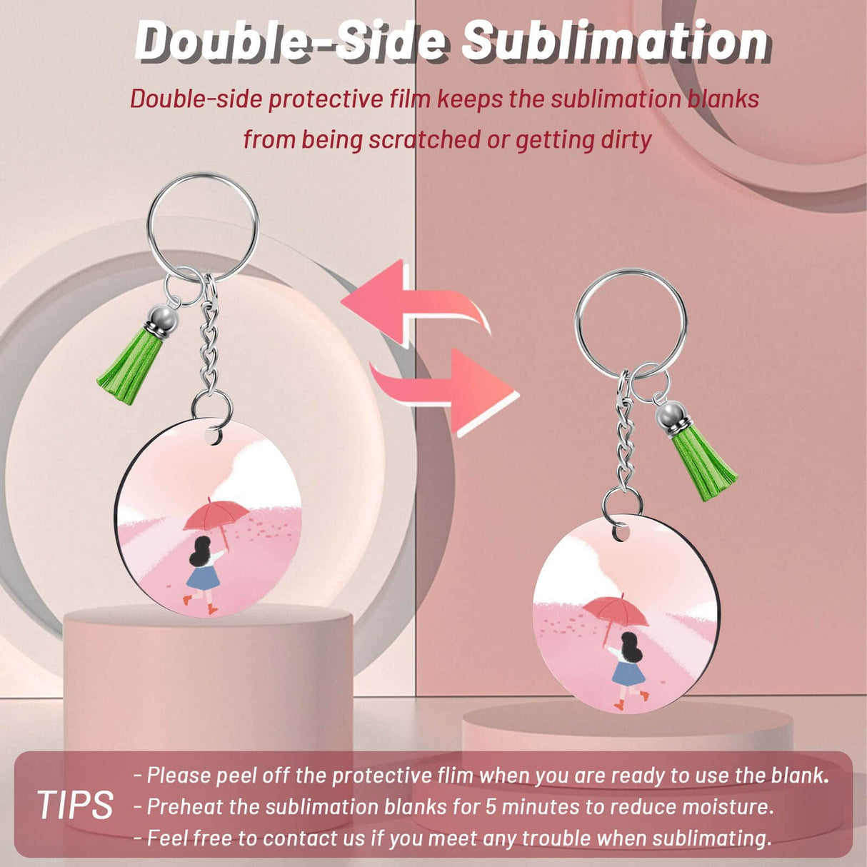 Modacraft Sublimation Keychain Blanks Bulk, 120Pcs Sublimation Keychain Blanks Set with 2 Inch Round Sublimation Blanks, Tassels, Keychain Rings, Jump Rings for DIY Crafting Sublimation Blanks Modacraft