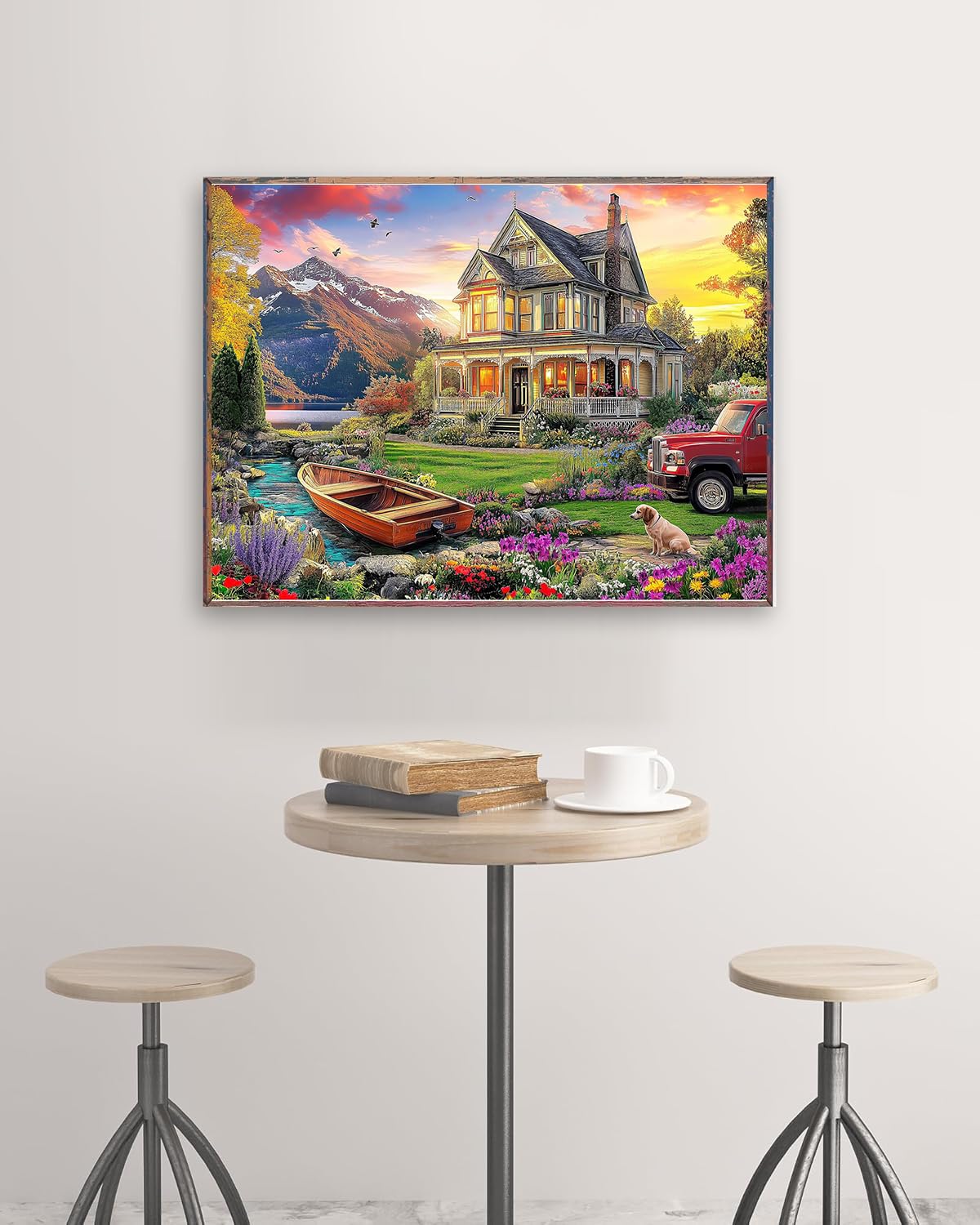 Diamond Art Kits for Adults,5D Countryside Diamond Painting Landscape Diamond Art Diamond Painting Kits for Adults,DIY Round Full Drill Painting with Gem Art Craft Kits for Home Wall Decor 12x16inch EIBEILI