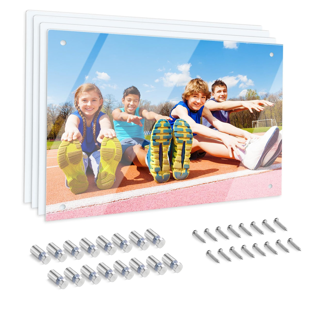 HYHOSHI 4Pack 11.8.x15.7inch Sublimation Glass Photo Blanks, Wall Mount Tempered Glass Sublimation Blank Sign, Sublimation Blank DIY Picture Wall Frame Poster for Home Decor HYHOSHI