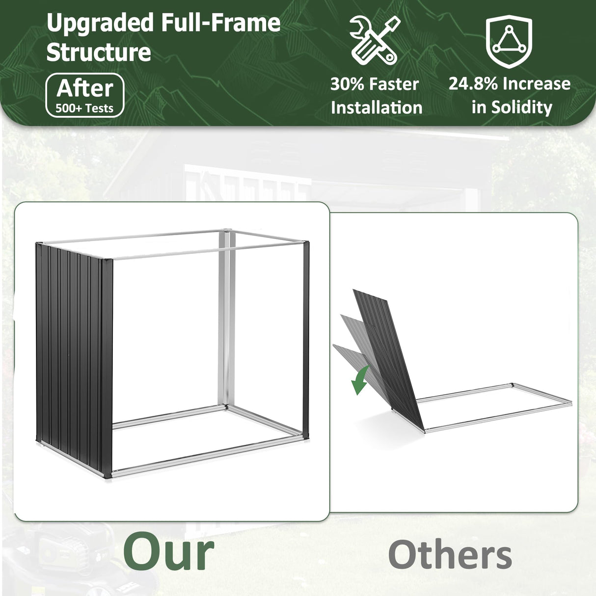 AirWire 9x4 FT Outdoor Storage Shed, Garden Shed with Updated Frame Structure and Lockable Doors, Metal Tool Sheds for Backyard Garden Patio Lawn, Grey AirWire