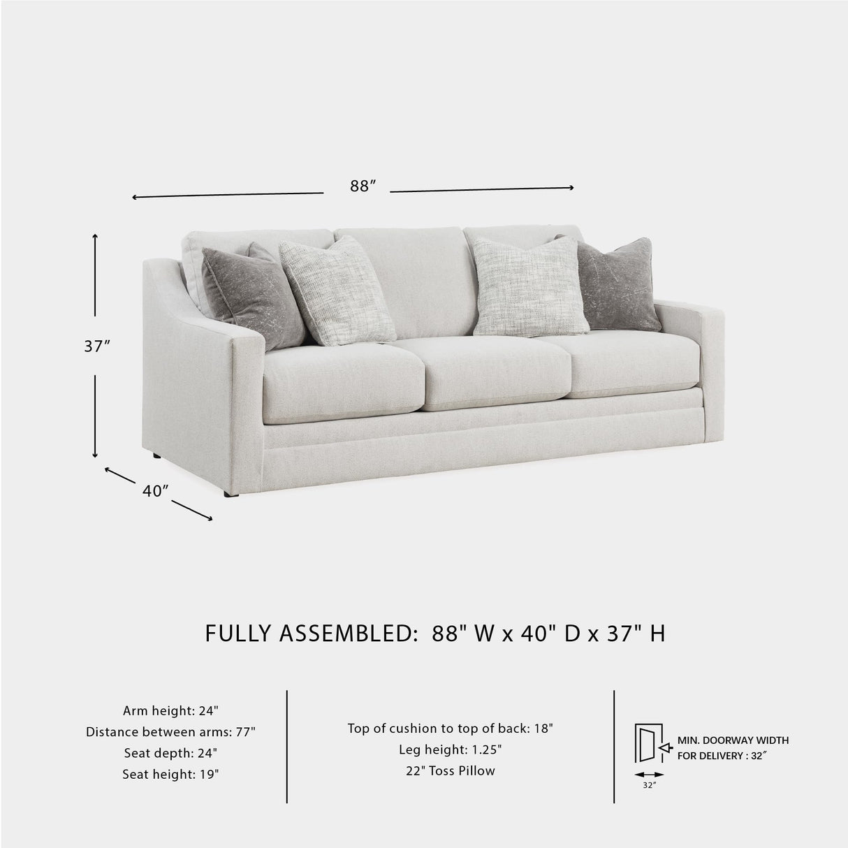 Signature Design by Ashley Maitelynn Contemporary Sofa with Accent Pillows, Reversible Cushions and Sloped Arms, Light Gray Signature Design by Ashley
