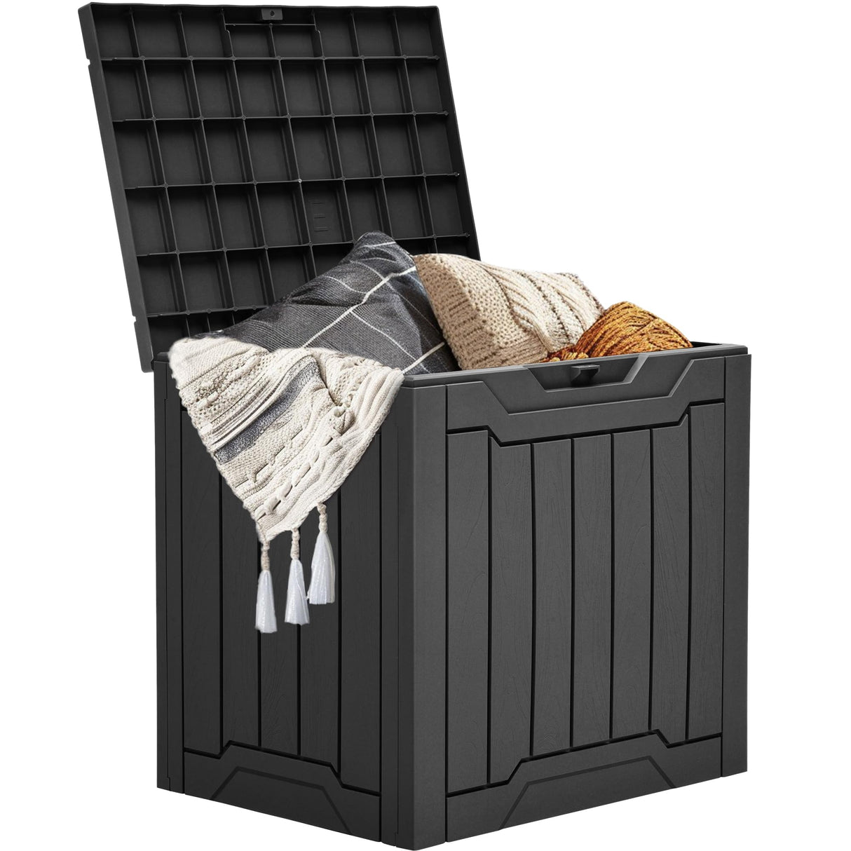 YITAHOME 31 Gallon Outdoor Storage Box, Resin Deck Box and Waterproof Package Delivery Box for Gardening Tools, Pool Supplies, Patio Furniture, Lockable, Black YITAHOME