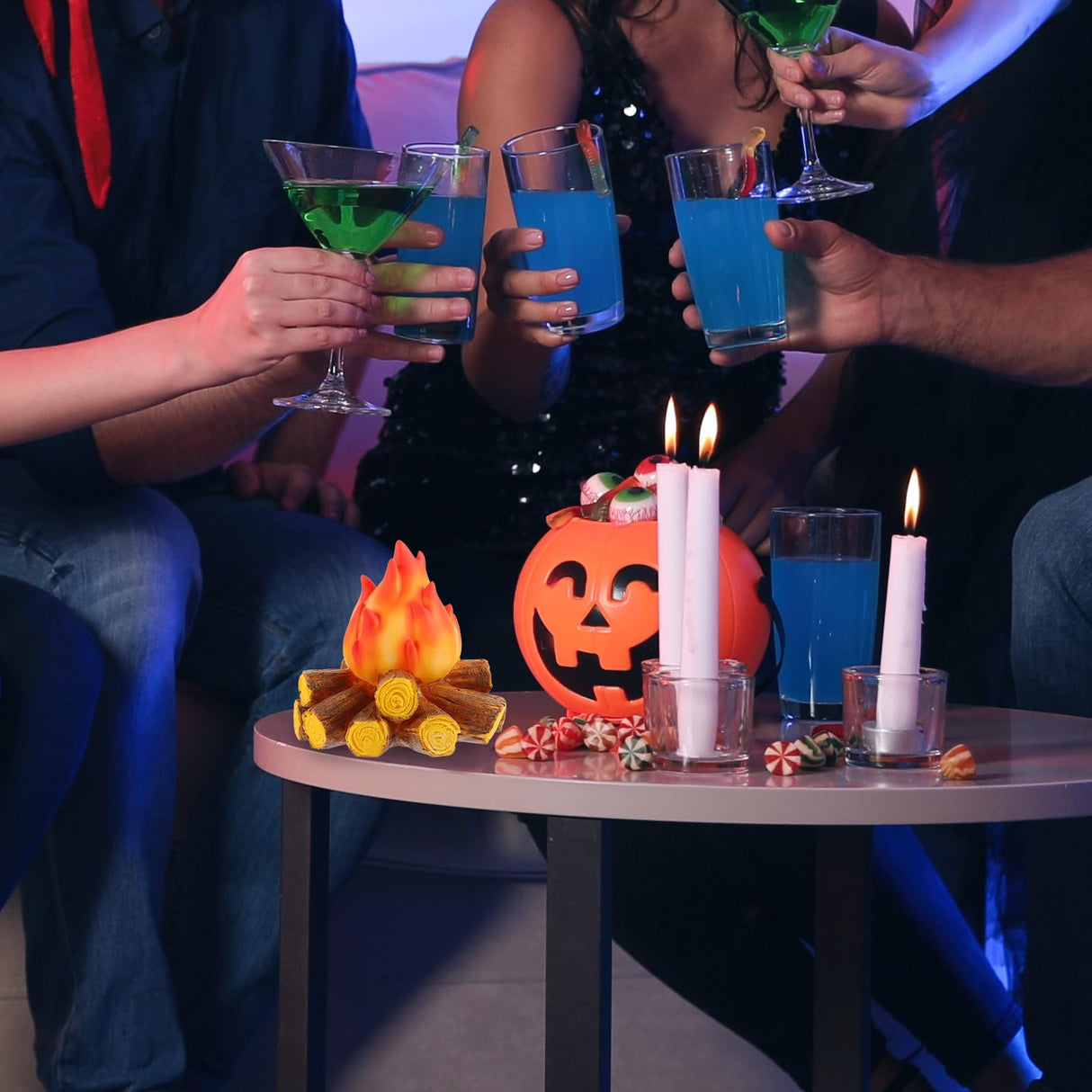 Ciieeo Artificial Fake Camp Led Campfire Lamp Props Campfire Night Light Realistic Log Flameless Candle Battery Operated Nightstand for Camping Home Decorations Ciieeo