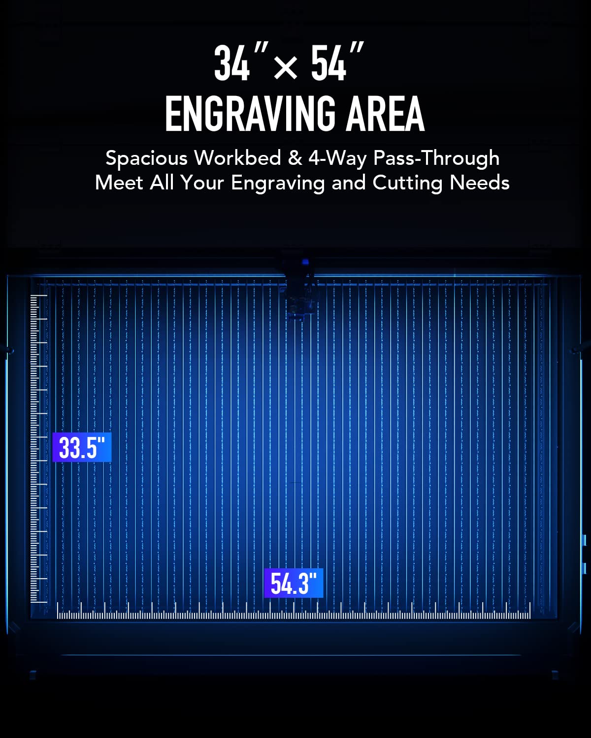 OMTech Pro 150W Hybrid Laser Machine, 34x54 Laser Cutter and Engraver Machine for Metal Acrylic Wood Cutting, Laser Engraver Machine with Autofocus and 4 Way Pass Through Doors, Windows Compatible OMTech