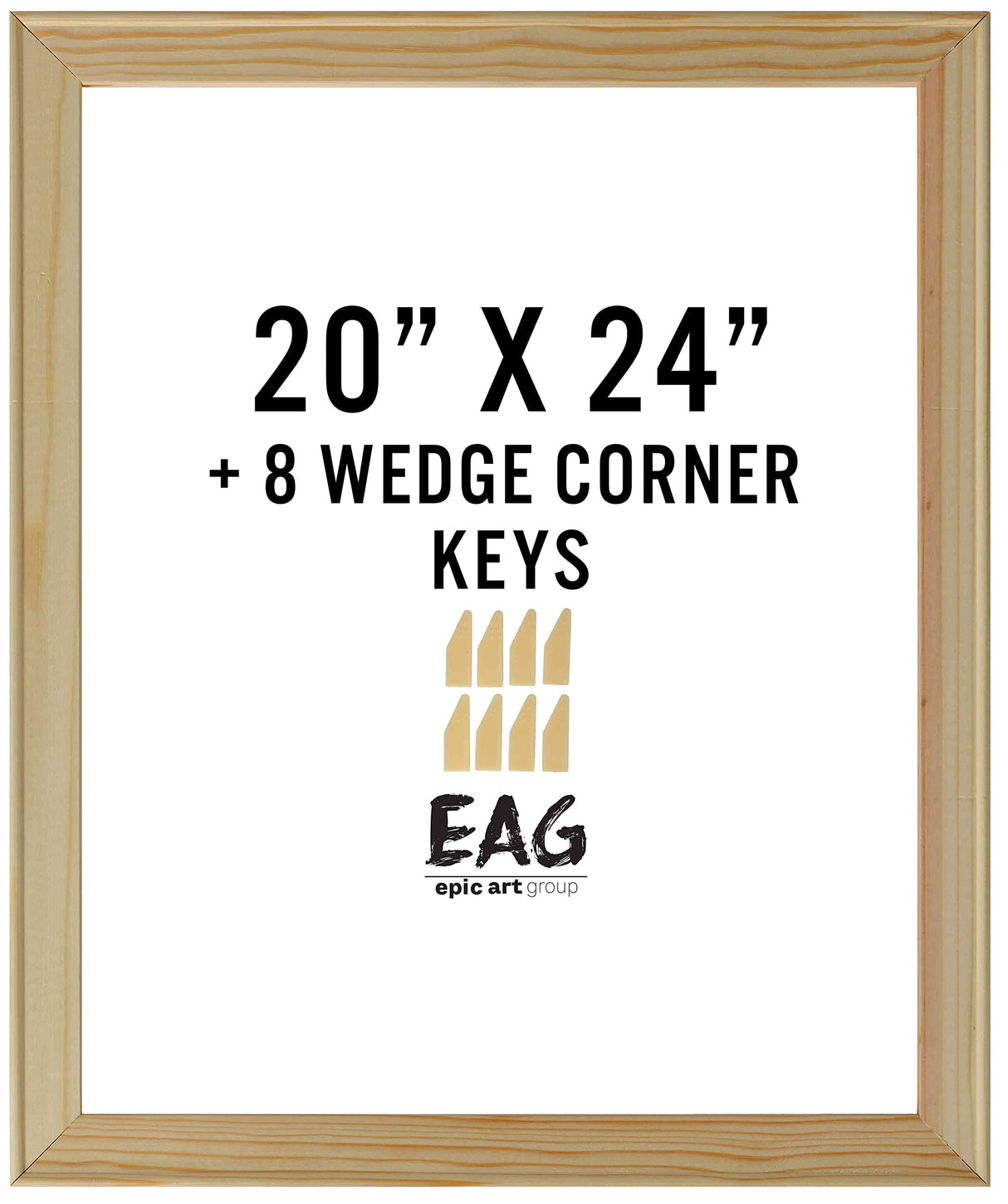 Bliss Solid Wood Stretcher Bar DIY Kit 3/4" Deep with Plastic Keys for Canvas Art or Needlepoint,20"x24" Epic Art Group