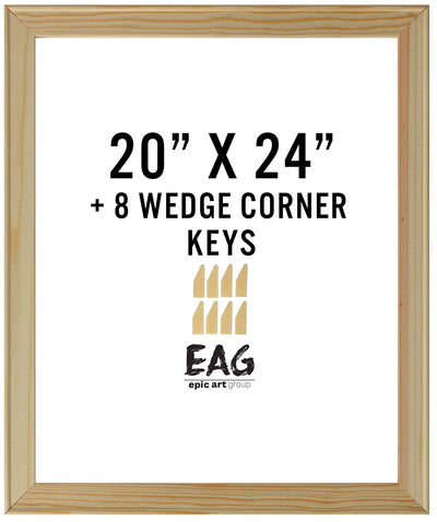 Bliss Solid Wood Stretcher Bar DIY Kit 3/4" Deep with Plastic Keys for Canvas Art or Needlepoint,20"x24"