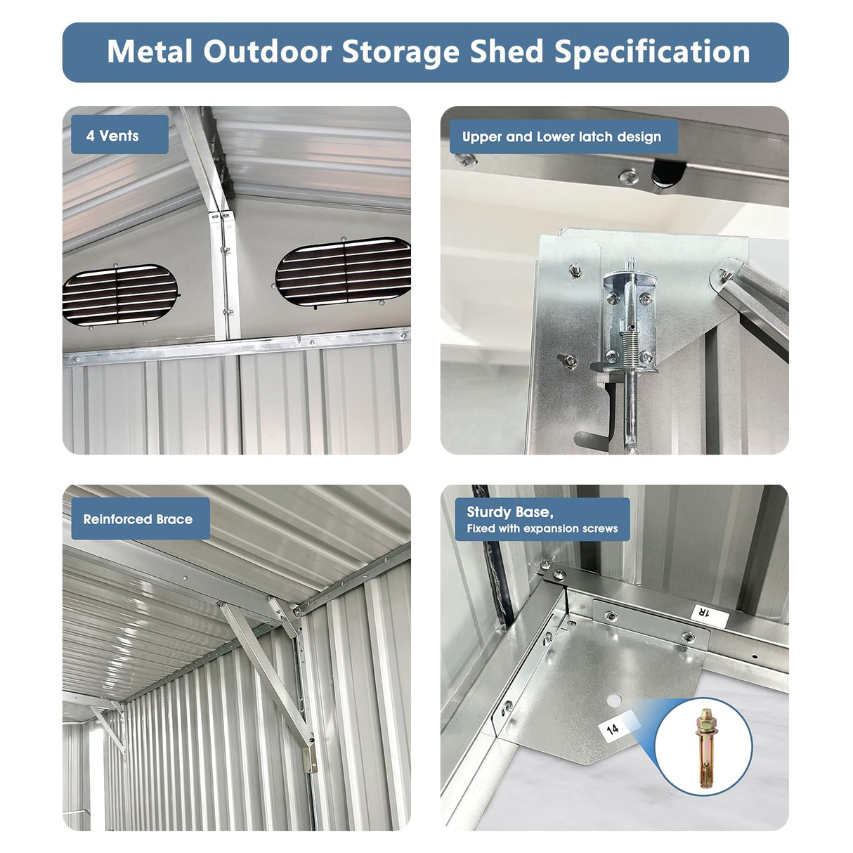 Outdoor Storage Shed 20x10 FT, Large Metal Garden Shed Backyard Utility Carport with 2 Doors and 4 Vents for Car,Truck, Garbage Can,Tool,Lawnmower BOVONO