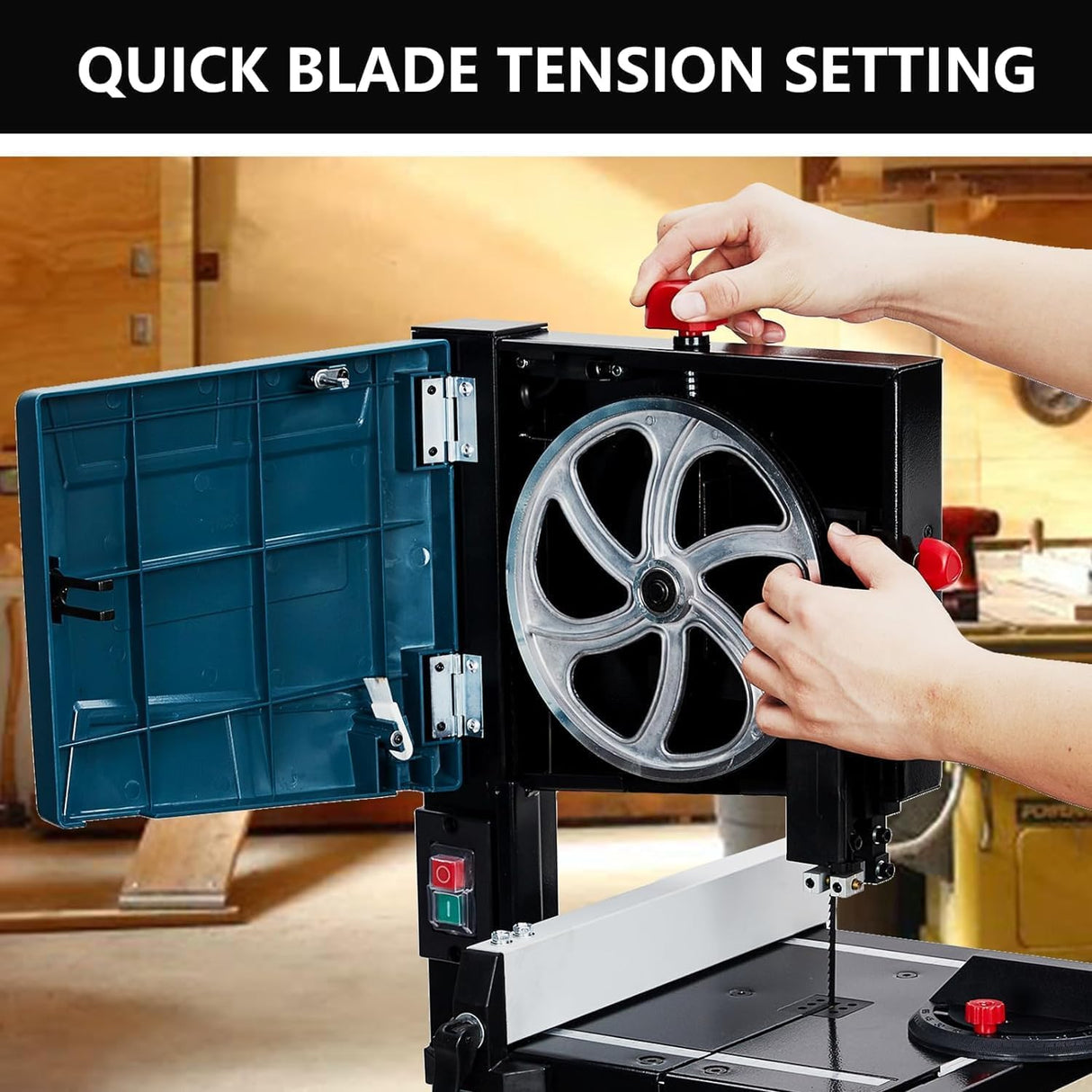 Towallmark Bandsaw,3-Amp & 8-Inch Band Saw, 1800FPM Benchtop Bandsaw with Removable Safty Key, 0-45 Tilting Range, Saw For Cutting Wood with Fence and Miter Gauge, Band Saws for Woodworking Towallmark