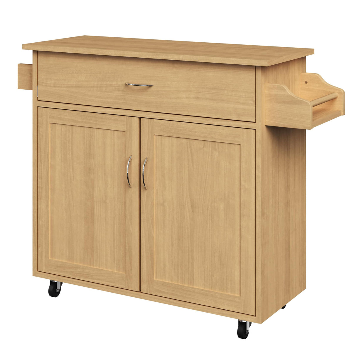 Lavish Home Kitchen Island with Spice Rack and Storage Cabinet - Rolling Cart with Drawers to Use as Coffee Bar, Microwave Stand, or Storage (Oak) Lavish Home