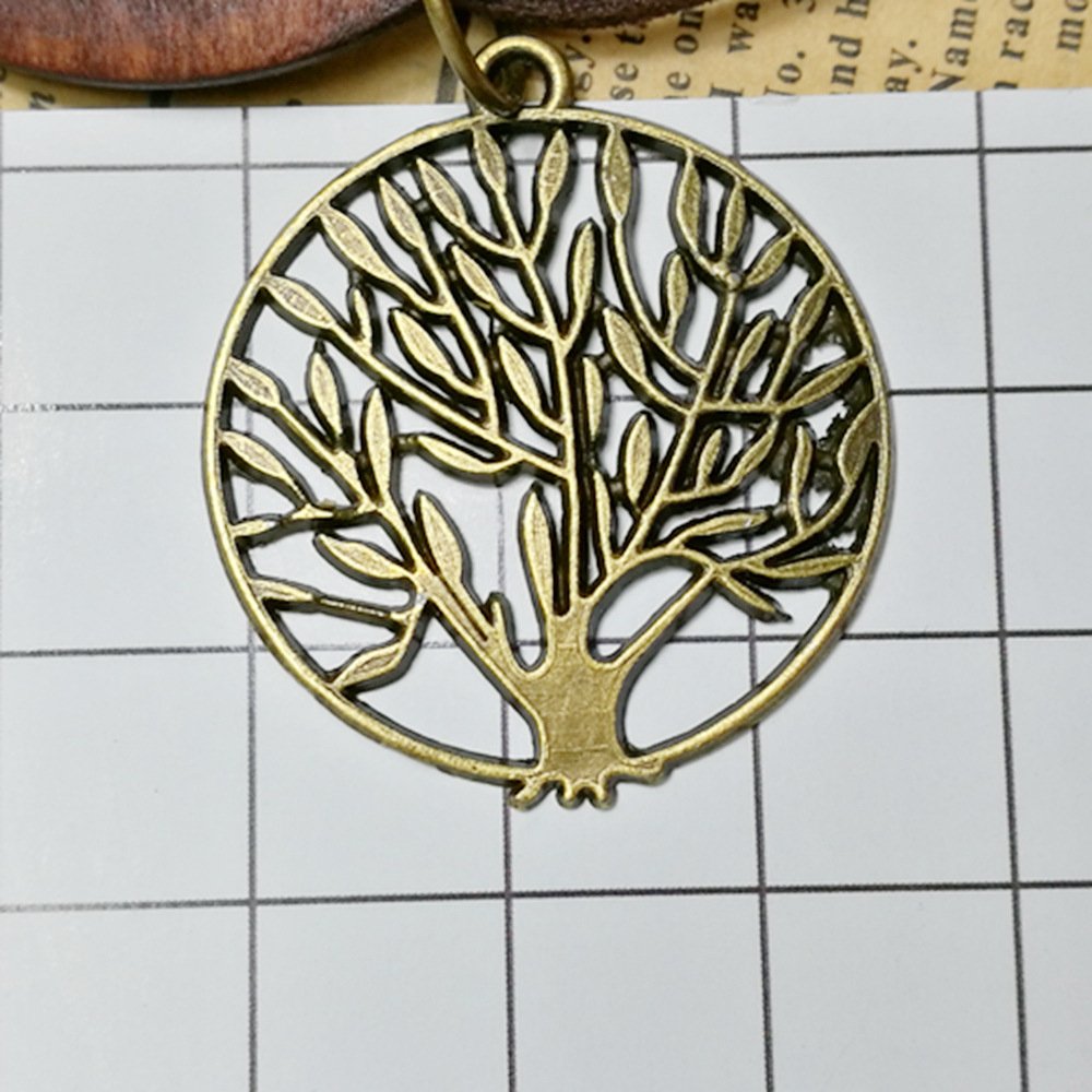 HUNO Tree of Life Pendant Necklace Long Leather Chain Statement Wooden Necklace for Women Vintage Wood Jewelry HUNO