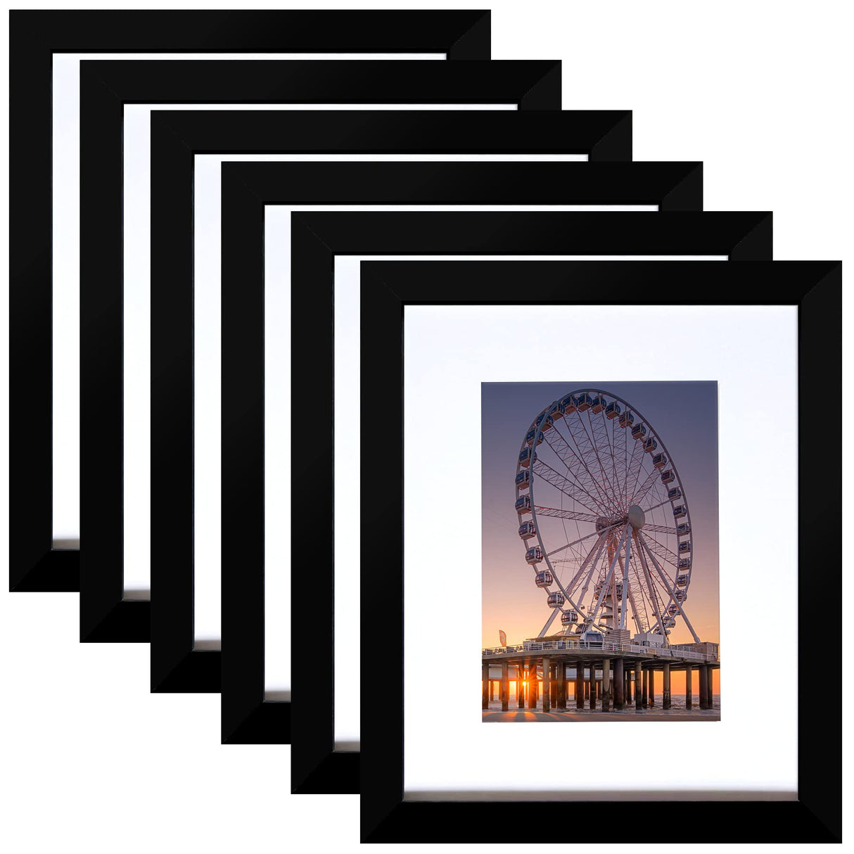 BESCRCL 8x10 Picture Frame Black Set of 6, Display Pictures 5x7 with Mat or 8x10 Without Mat for Wall Mounting or TableTop BESCRCL