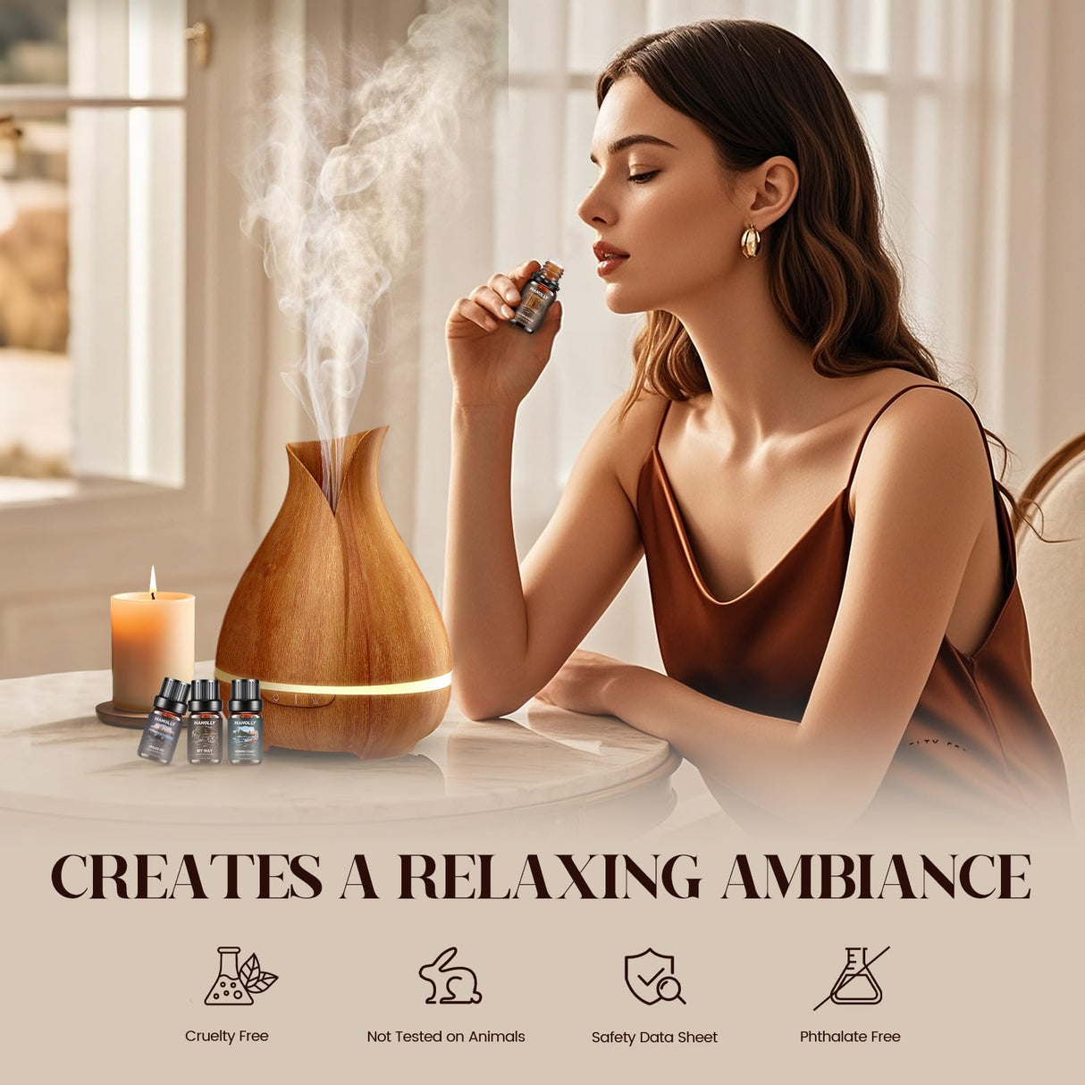 Hotel Diffuser Oils Gift Set - 6x10ML Luxury Hotel Scent Essential Oils Set for Diffuser, Candle Making - Premium Fragrance Oil, My Way, Ember, Dream On, Serene Coast, Midnight Velvet, Golden Bloom Hanolly