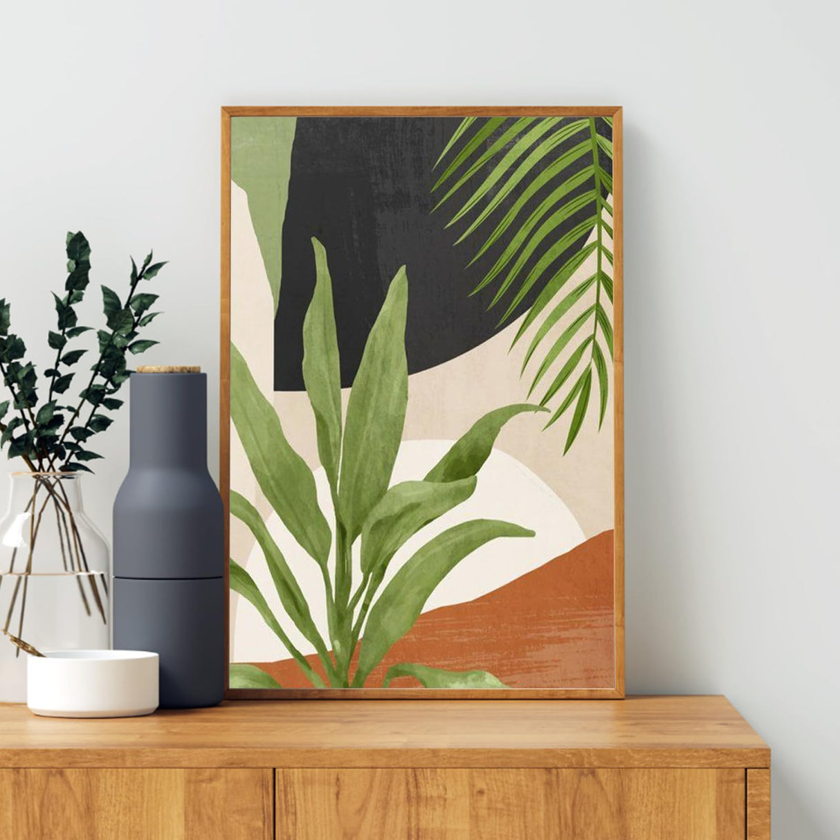 4 Pack Framed Paint by Numbers Kit for Adults Beginner with Wooden Easel, Green Plant Paint by Number Kits with Frame, DIY Acrylic Simple Painting by Numbers for Home Wall Decor Gift 8x12 inch Yezavesu