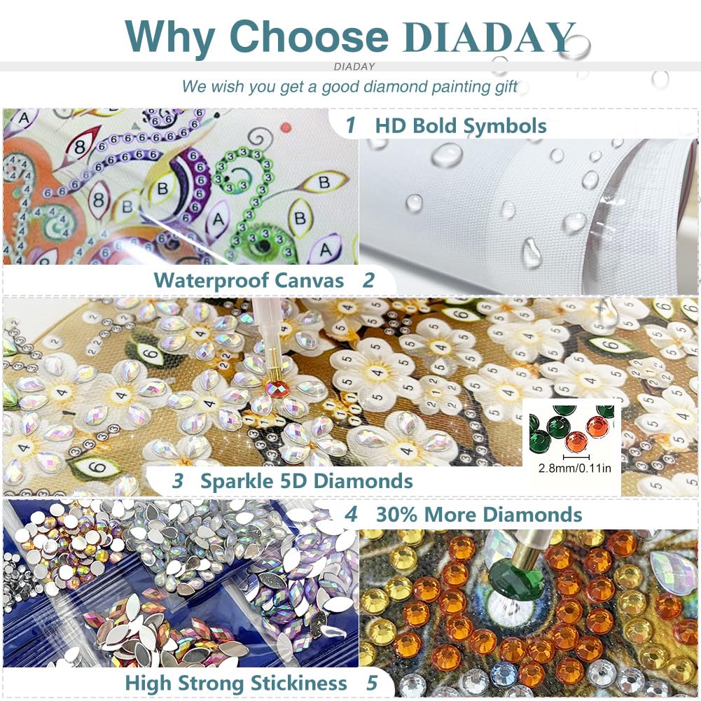 DIADAY Sea Turtle Special Shape Diamond Art Kits for Adults, 5D Turtle Diamond Painting Kits, DIY Crystal Rhinestones Diamond Art Crafts for Adult, Home Wall Decor Gift 12 X 12inch DIADAY