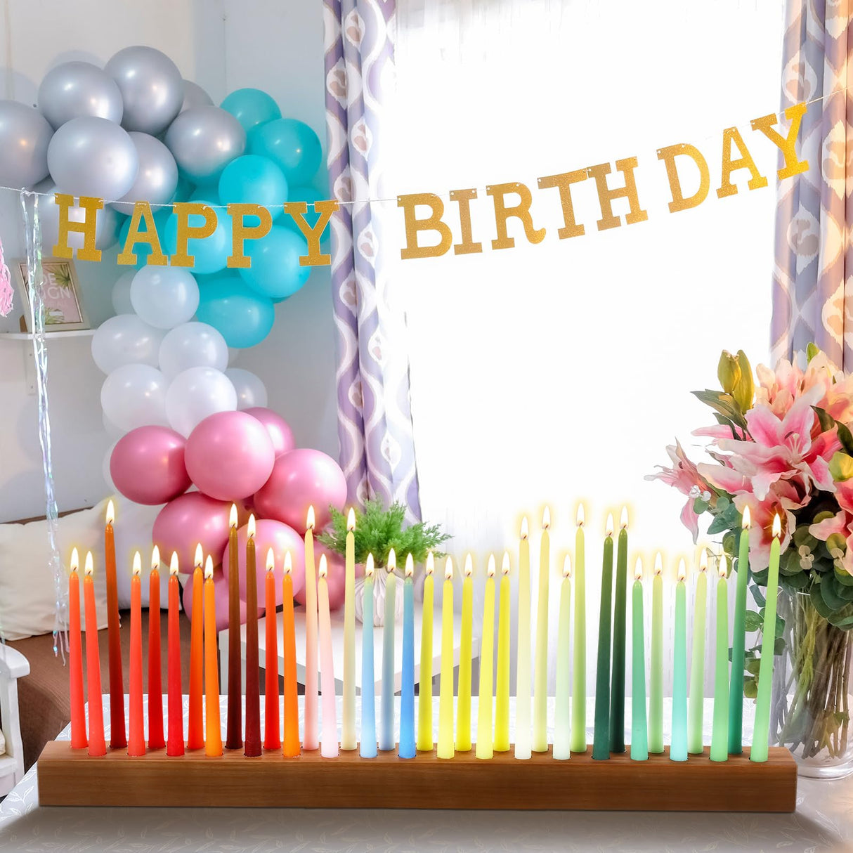 Mumufy Wood Taper Candle Holders for Table Centerpiece Dark Brown Giant Wooden Birthday Party Candlestick Farmhouse Candle Holders Decorations for Wedding Anniversary Desktop, 36in Mumufy