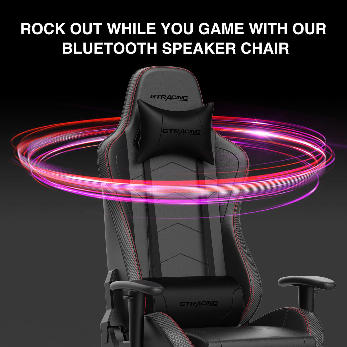 GTRACING Gaming Chair with Footrest Speakers Video Game Chair Bluetooth Music Heavy Duty Ergonomic Computer Office Desk Chair (Black) GTRACING