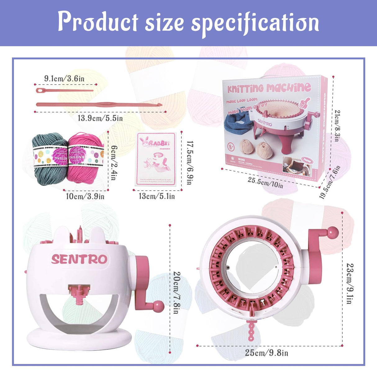 SENTRO Knitting Machine, 22 Needles Knitting Machines for Kids, Crochet Knitting Machine Kit for Sock/Hat/Pumpkin FYGAIN