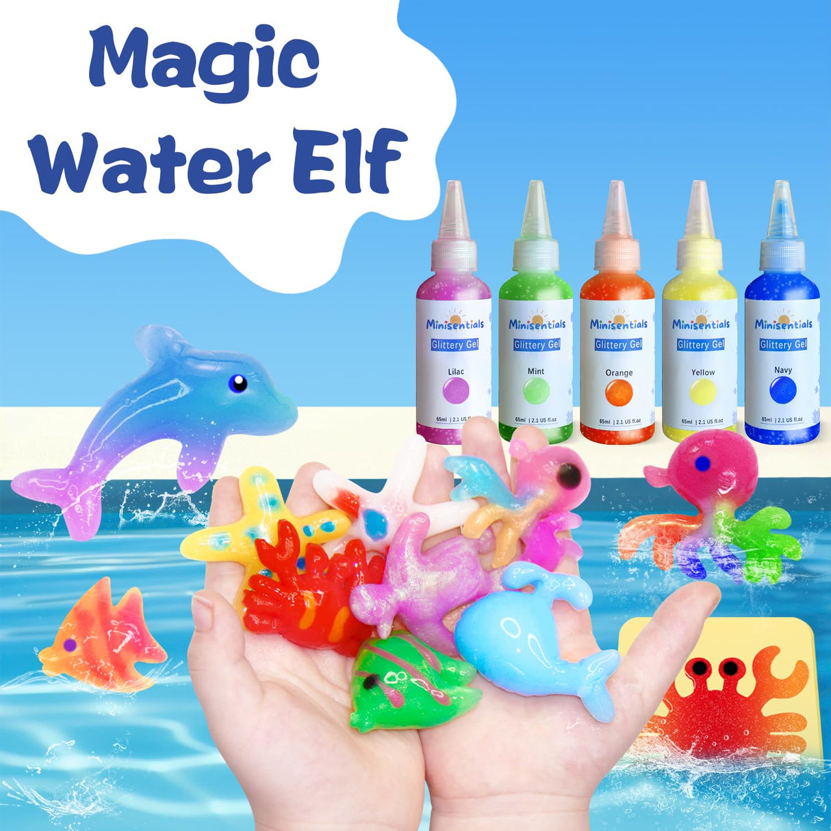 Magic Water Elf Toy Kit - 20 Magic Gels Aqua Water Fairy Pets - DIY Squishy Maker Toys - Creative Art Crafts Kits for Kids Activities - Birthday Gifts for Girls Boys Ages 6 7 8 9 10 Years Old MINISENTIALS
