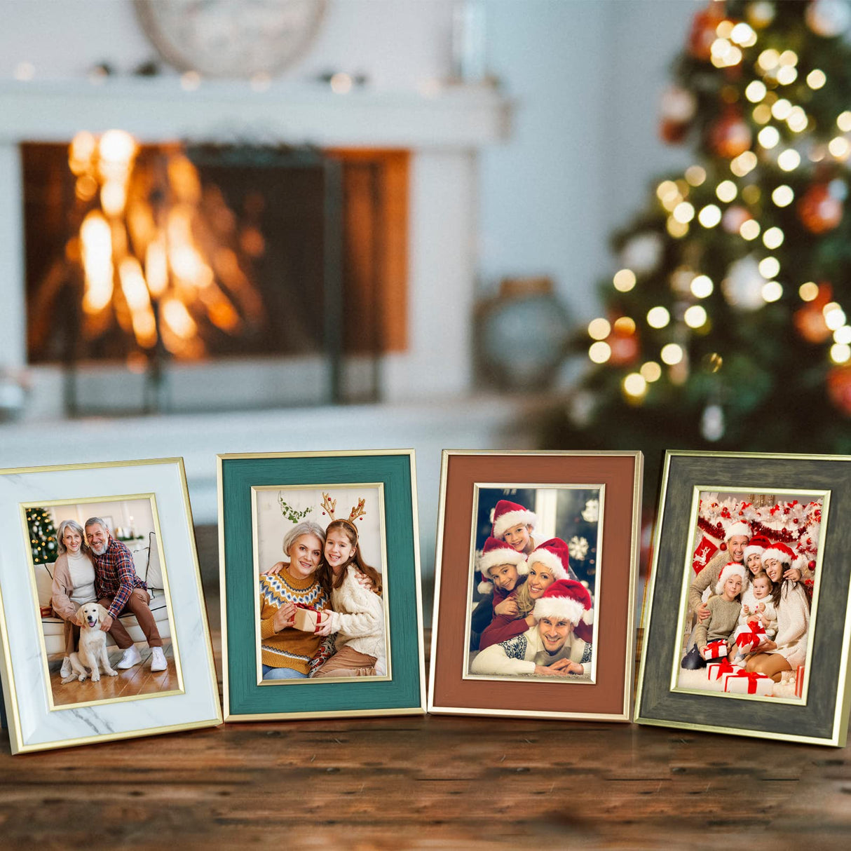 XUANLUO 4x6 inch Picture Frames Set of 4 Modern Style Frame with High Definition Tempered Glass Colorful Decotative Photo Frames for Wall Mount and Tabletop Display Family Wedding Gift XUANLUO