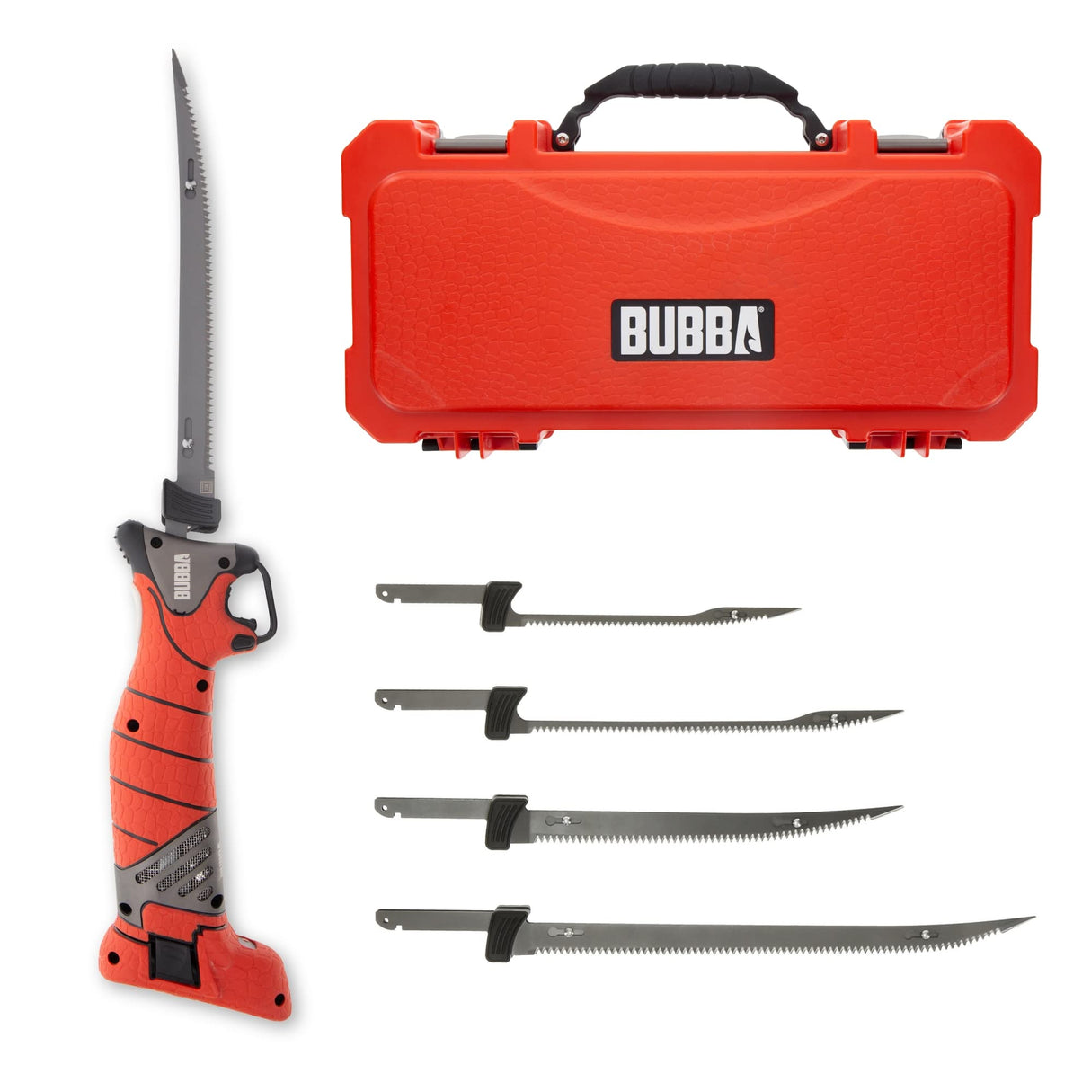 BUBBA Pro Series Lithium-Ion Electric Fillet Knife with Non-Slip Grip Handle, 4 Ti-Nitride S.S. Coated Non-Stick Reciprocating Blades, Charger and Case for Fishing BUBBA