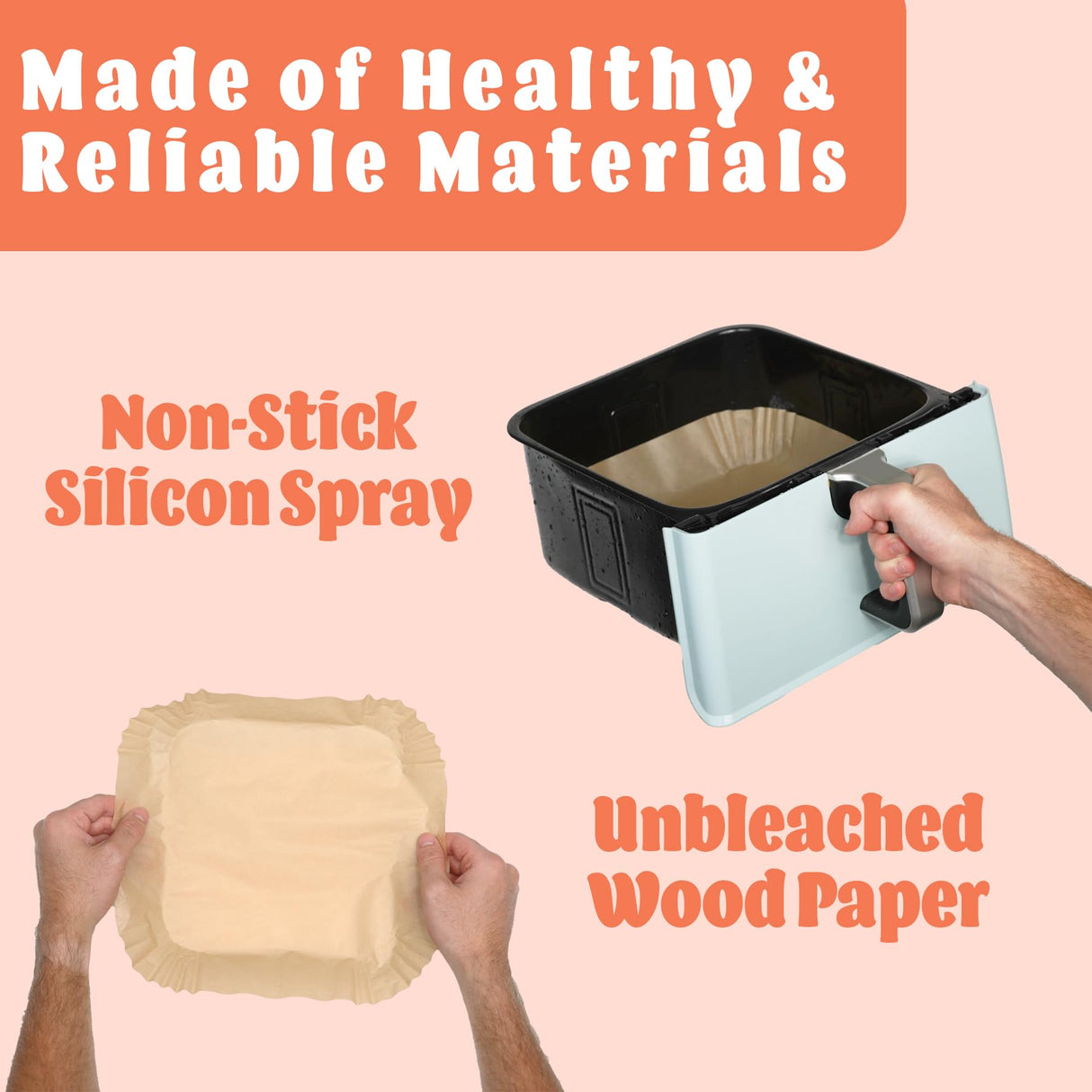 Mindful Design Air Fryer Paper Liners,125Pcs Parchment Paper, Air Fryer Disposable Paper Liner for Microwave, Non-Stick Air Fryer Liners Square Free of Bleach (8IN) Mindful Design