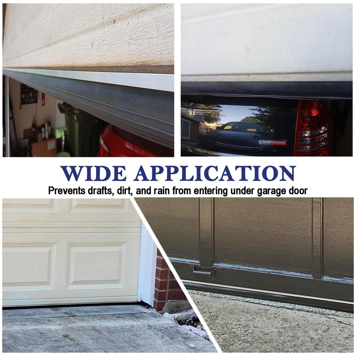 Ginchain Garage Door Seals Bottom Rubber Weather Stripping Kit with 1/4" T-Ends Seal Strip Replacement, Universal U+O Ring Weatherproof Threshold Buffering Sealing Rubber Ginchain