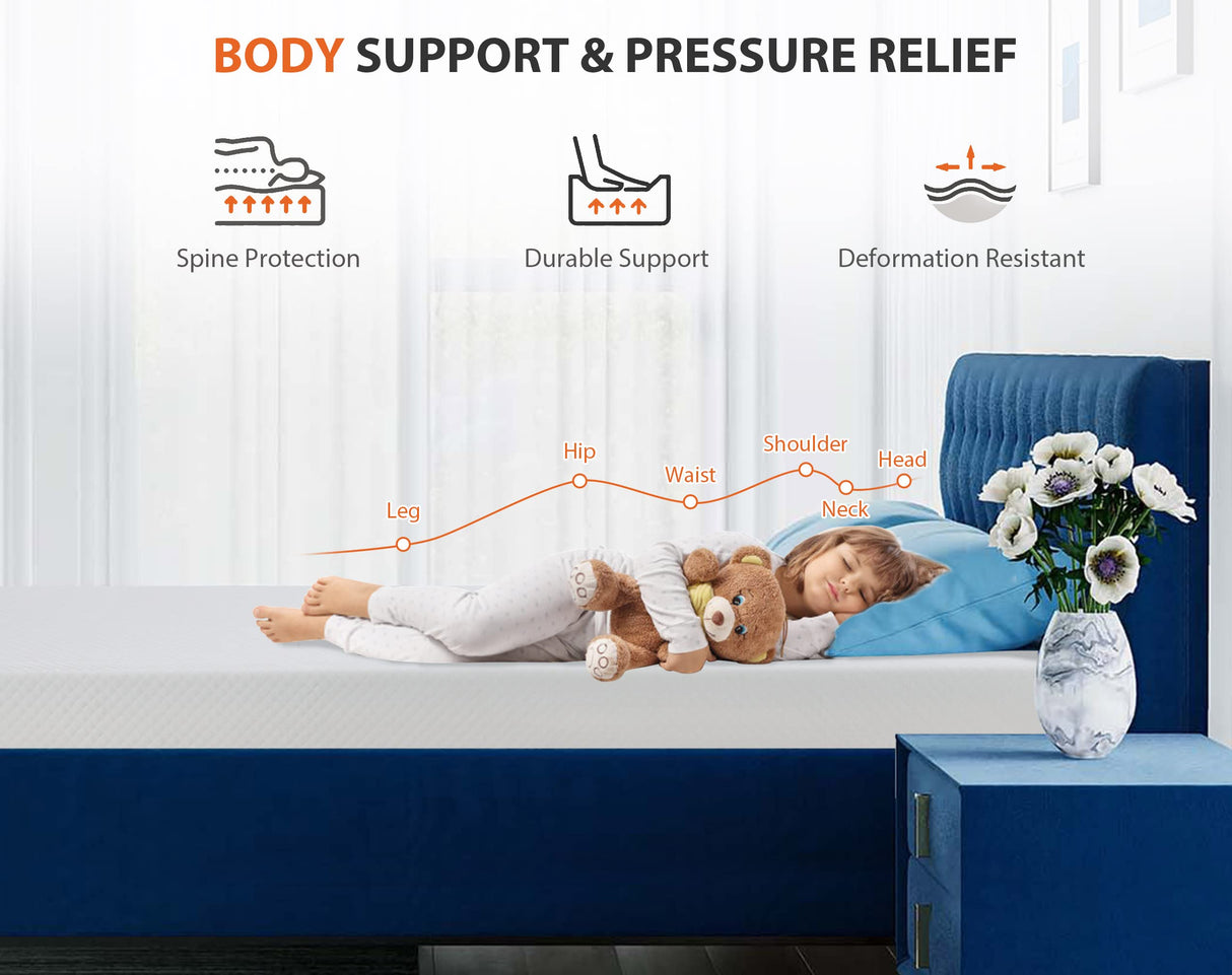 6 inch Twin Size Mattress with Cover, Cooling Gel Memory Foam Twin Mattress for a Cool Sleep & Pressure Relief, Medium Firm Mattress Pad Twin Mattresses, Bed in a Box, CertiPUR-US Certified Capacmkseh