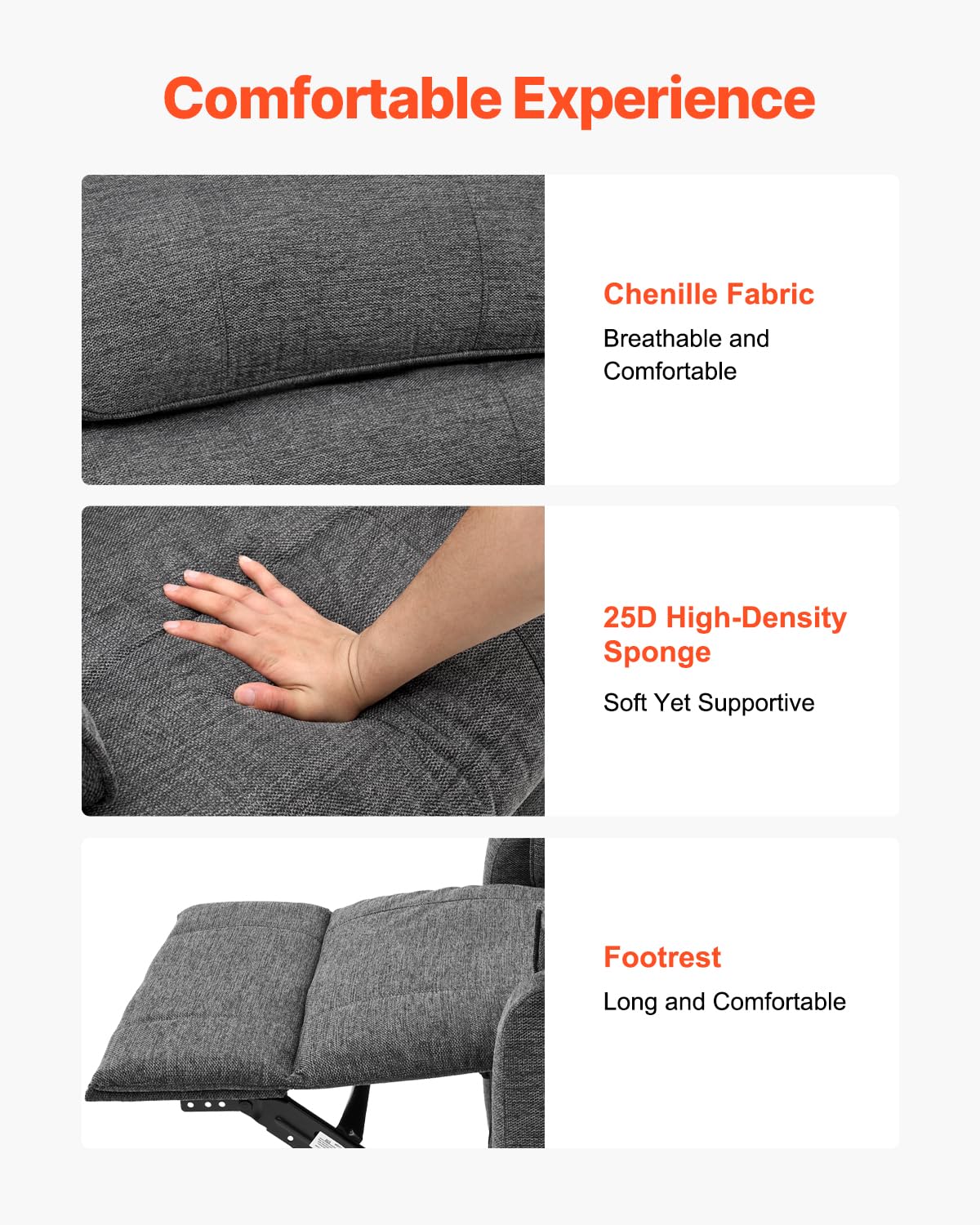 VEVOR Power Lift Recliner Chair, Dual Motor Lift Chair with Heat and Massage for Elderly, Infinite Position Adjustment Electric Recliner with 2 Anti-Fall Ropes (Medium, Dark Gray) VEVOR