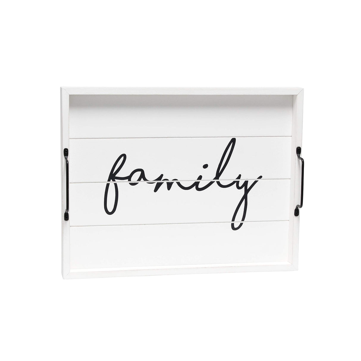 Elegant Designs HG2000-WFM Decorative Wood Serving Tray w/Handles, 15.50" x 12", Family Elegant Designs