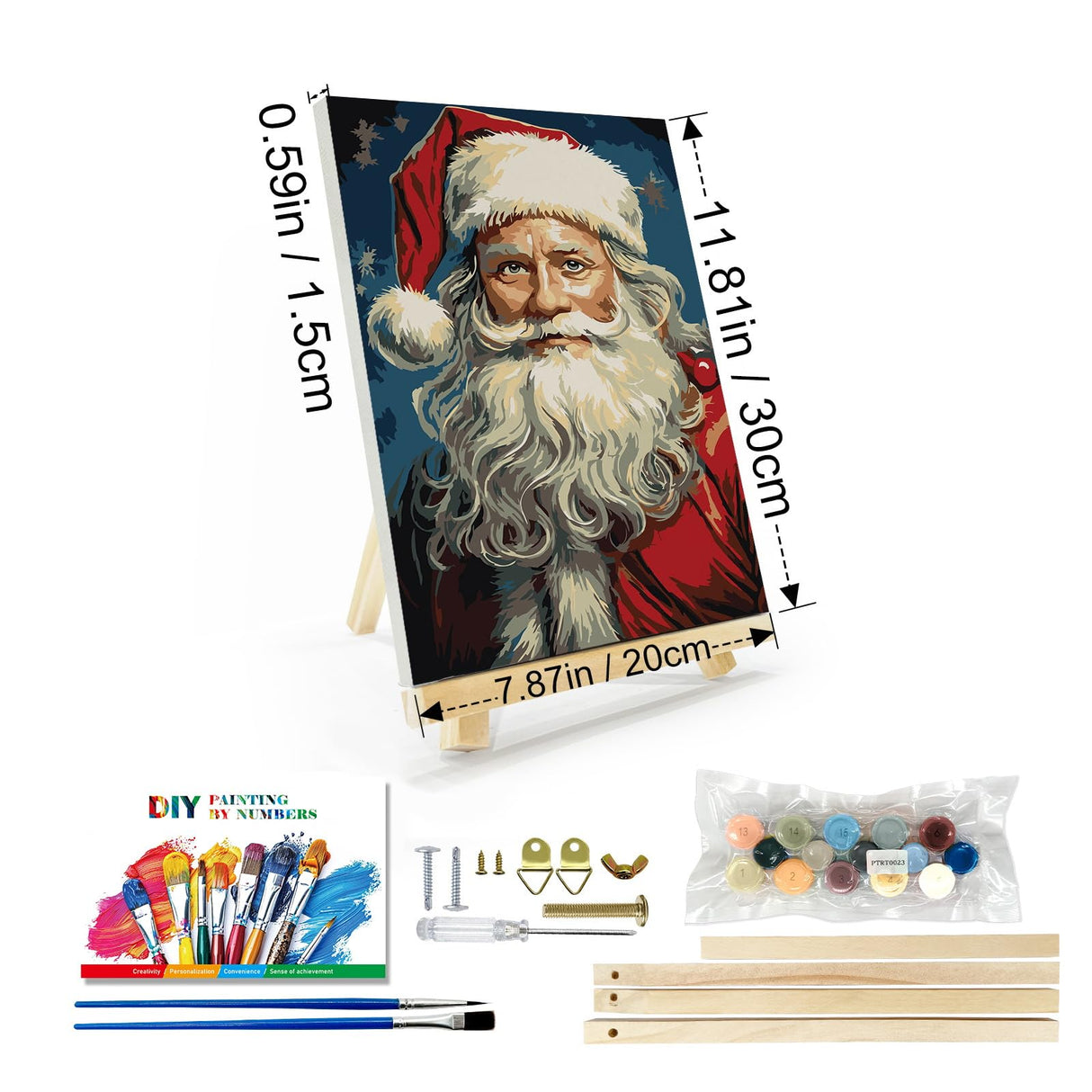 JOOZ Christmas Paint by Numbers Kit for Adults with Frame, Santa Claus Paint by Number with Easel, DIY Christmas Framed Paint by Number Kits for Gift Home Wall Decor 8x12 Inch JOOZ