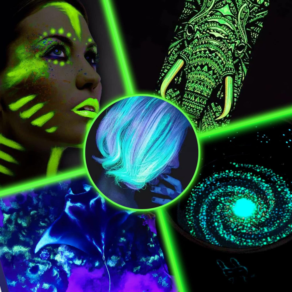 Renfio 12 Colors Glow in The Dark Powder Set, 9.86oz 276g Resin Luminous Pigment Powders Glowing Mica Powder Glow Paint Dyes for Epoxy Resin Supplies, Acrylic Paint, Nail Art, DIY Crafts, Slime Renfio