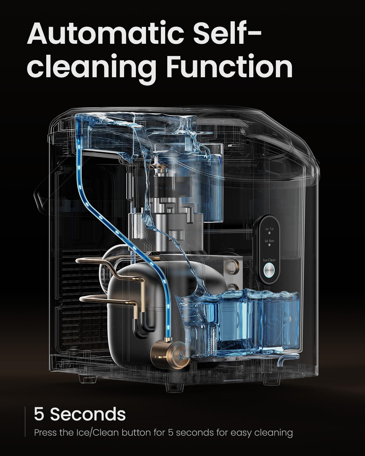 VIVIDMOO Nugget Ice Maker Countertop, 34lbs/24H Pebble Ice Machine, Self-Cleaning Sonic Ice Maker with Basket & Scoop, Compact Pellet Ice Maker for Home/Office/Kitchen/RV/Party, Stainless Steel Vividmoo