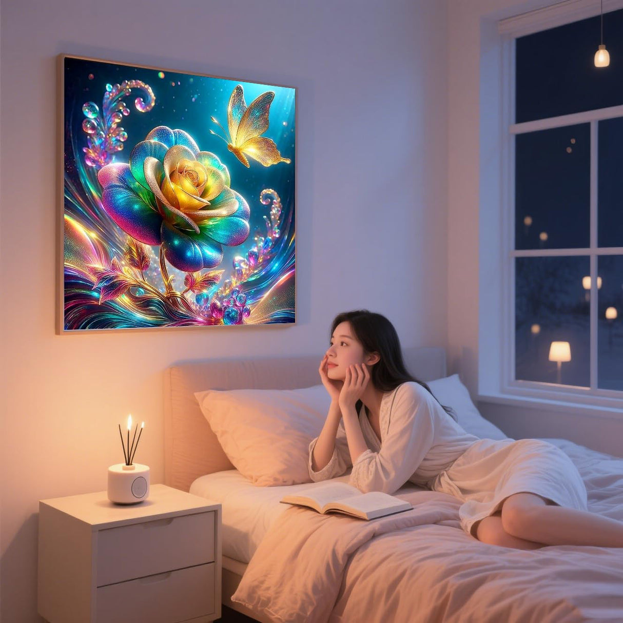 ijbnhd 5D Rose Diamond Art Kits for Adults, DIY Rose Diamond Painting Kits for Adults, Full Drill Gem Art Crystal Rhinestone for Wall Home Decor 14X14inch ijbnhd