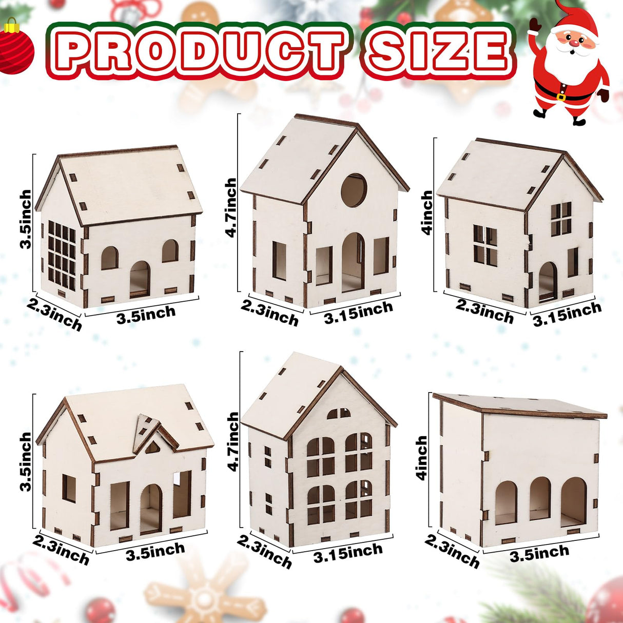 Hiboom 12 Pcs DIY Christmas Village Sets Wood Village Houses Christmas Mini Wooden House Gift for Winter Xmas Party Decorations Hiboom