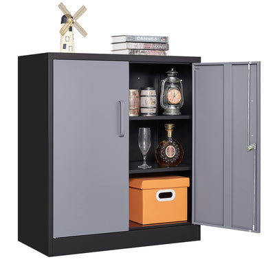 Letaya Metal Storage Cabinets with Lock Door and Shelves, Steel Garage Tool Cabinets for Home,Office, Warehouse,Lockers (36“-Black&Gray)