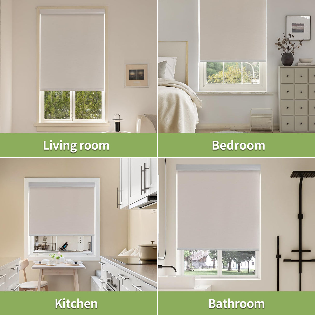 Pesalco 100% Blackout Cordless Roller Shades for Indoor Windows with Valance, Thermal Insulation & UV Protection, White 29" W x 72" H Pesalco