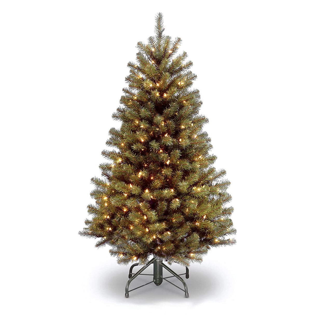 National Tree Company Pre-Lit Artificial Full Christmas Tree, Green, North Valley Spruce, White Lights, Includes Stand, 4.5 Feet National Tree Company