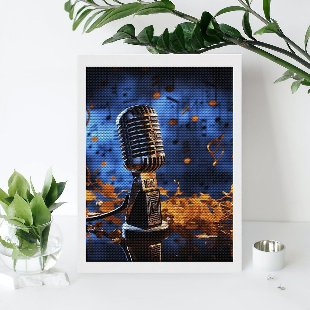 GHENBLT Microphone with Music Notes 5D Diamond Painting Kits for Adults Beginners Large Round Diamond Art Painting DIY Full Drill Diamond Dots Wall Paintings Gem Art for Gift Home Wall Decor 12"x16" GHENBLT